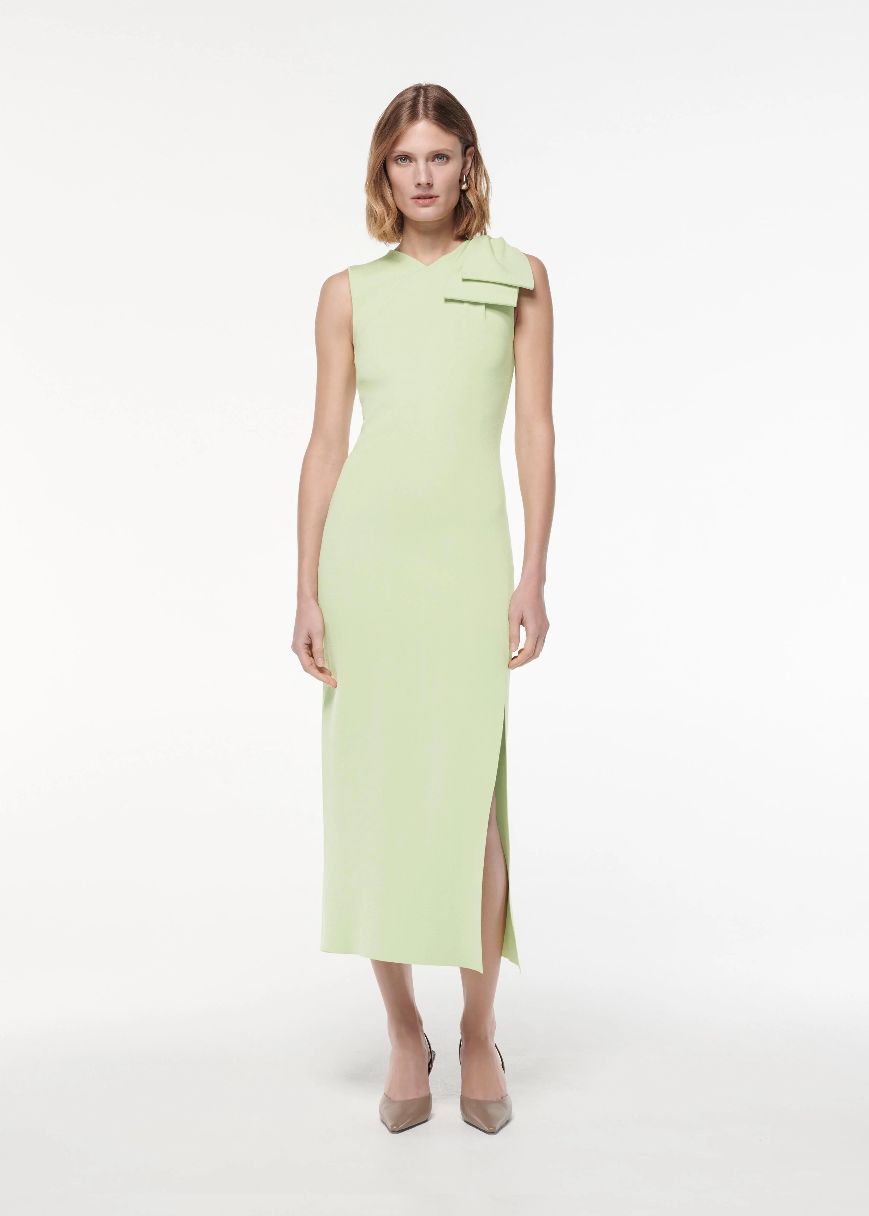 Flat Knit Bow Midi Dress