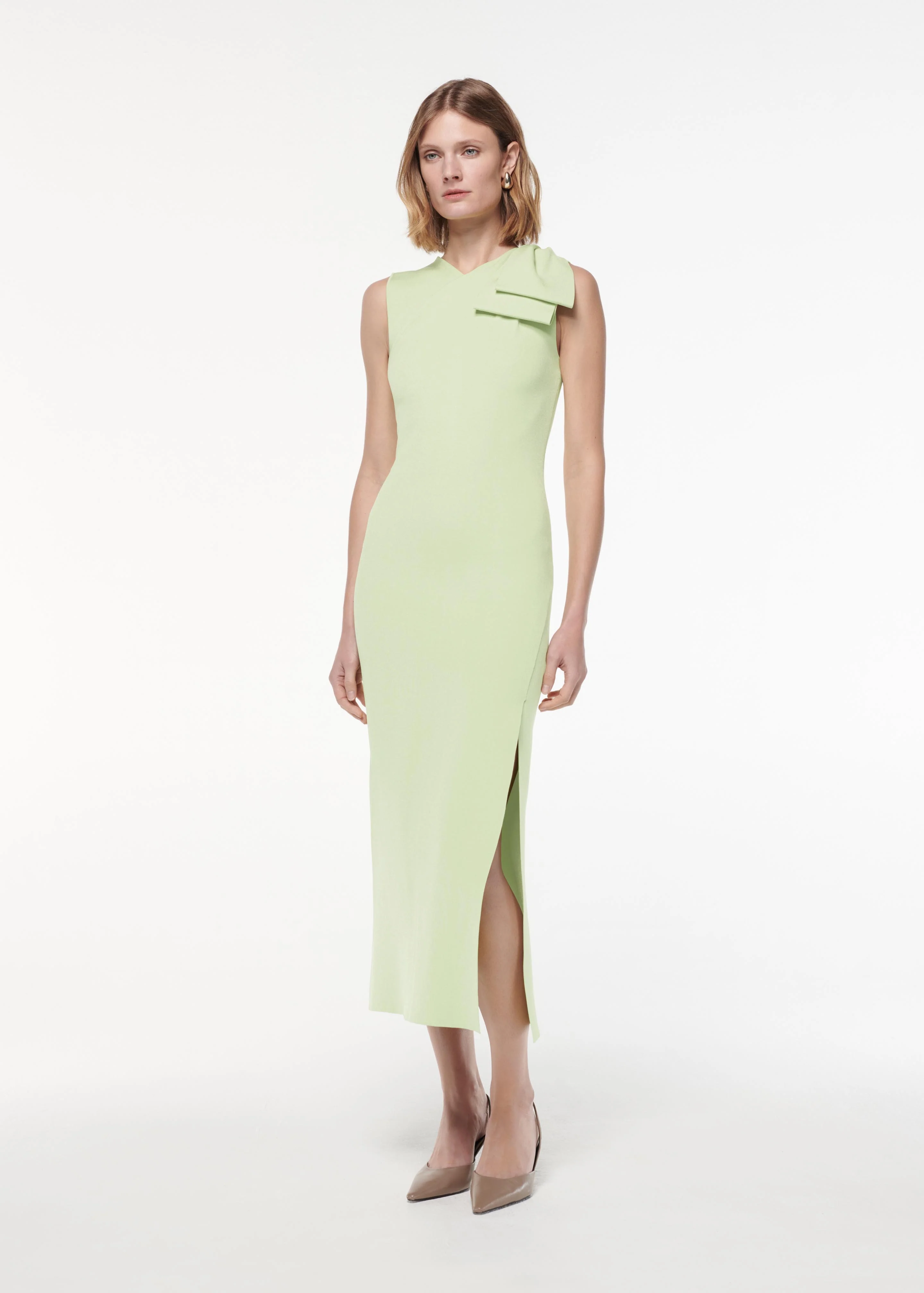 Flat Knit Bow Midi Dress - Image 2