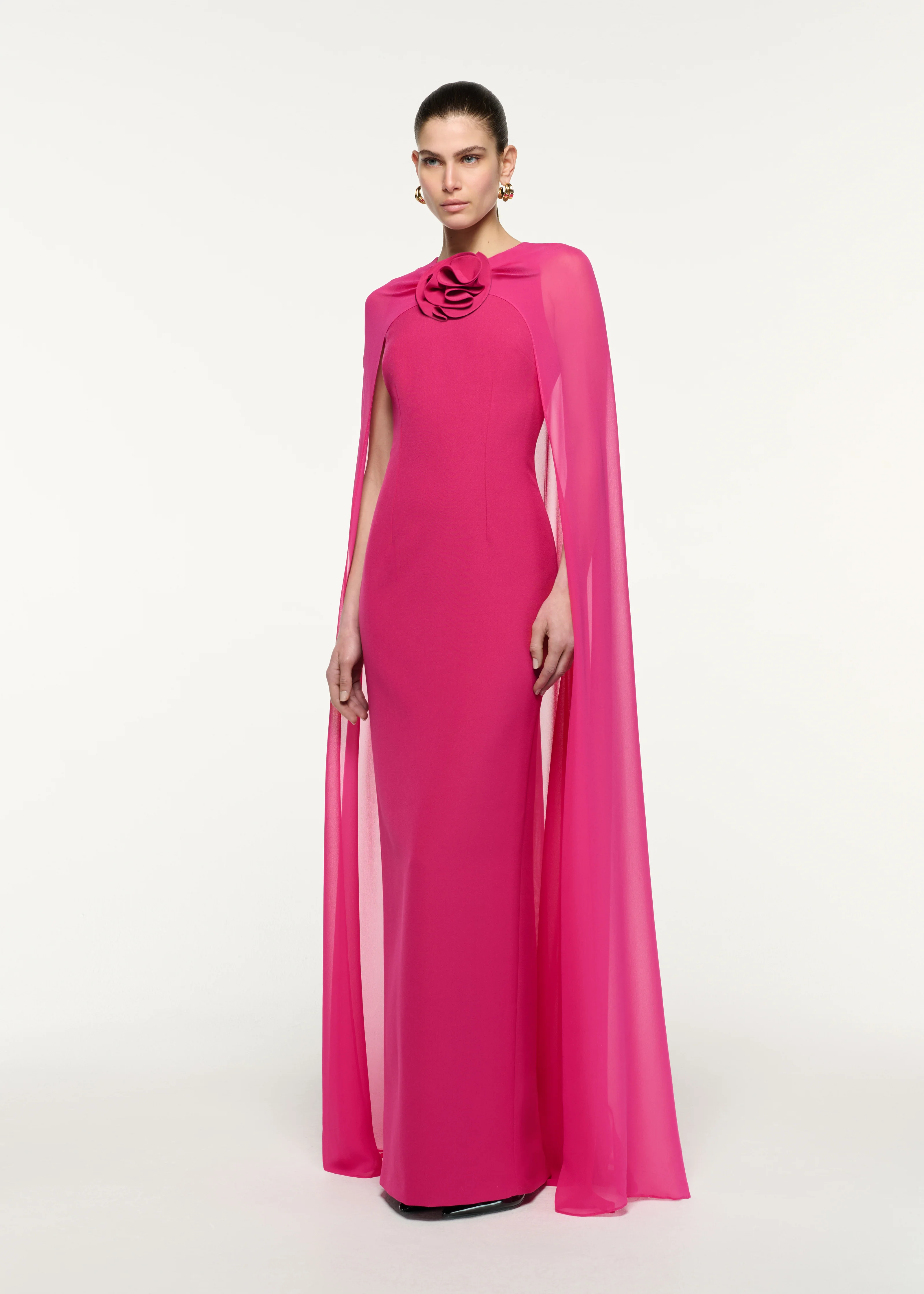 Flower Detail Caped Column Gown - Image 2