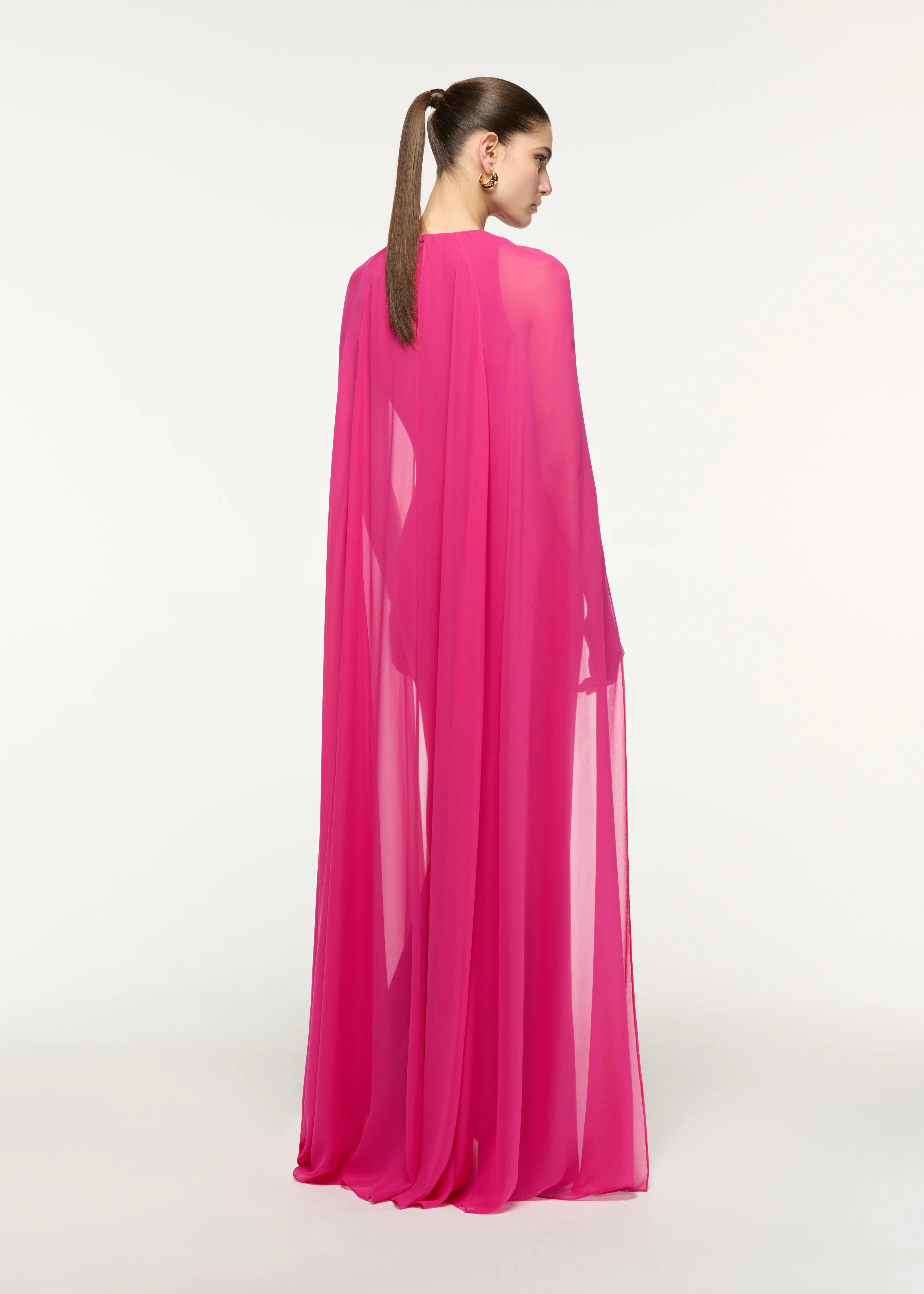 Flower Detail Caped Column Gown - Image 3