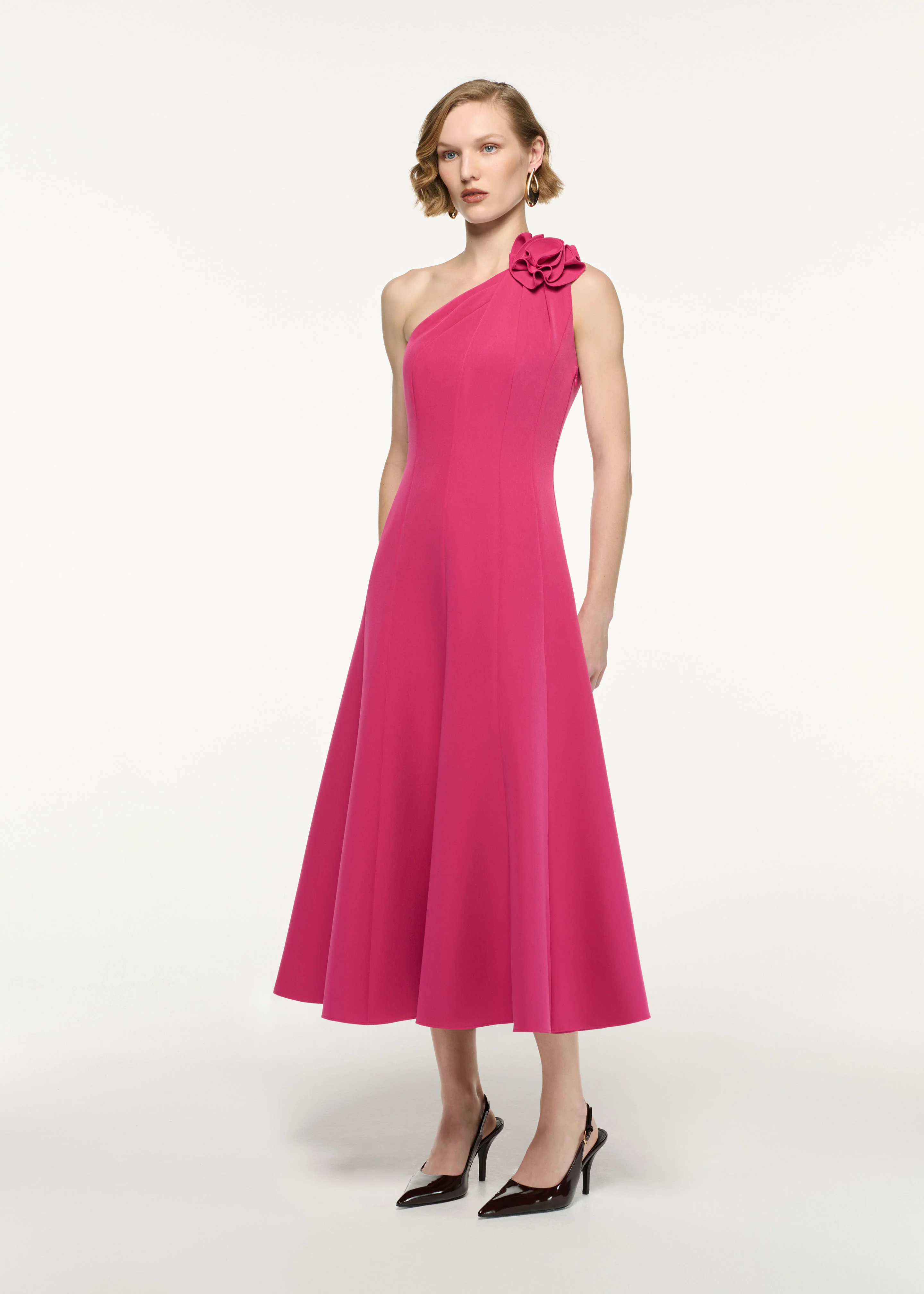 Flower Detail One Shoulder Midi Dress - Image 2