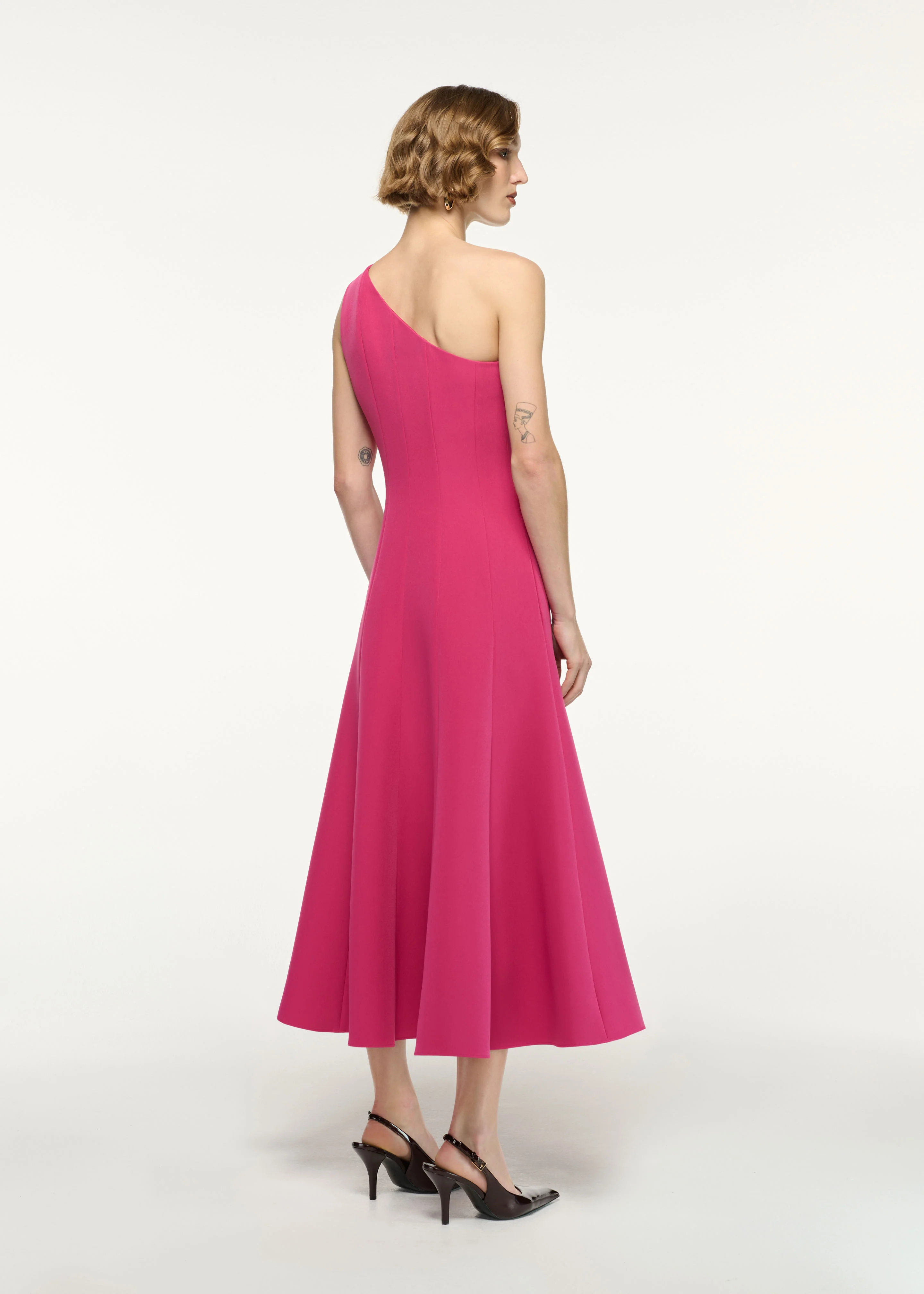 Flower Detail One Shoulder Midi Dress - Image 3