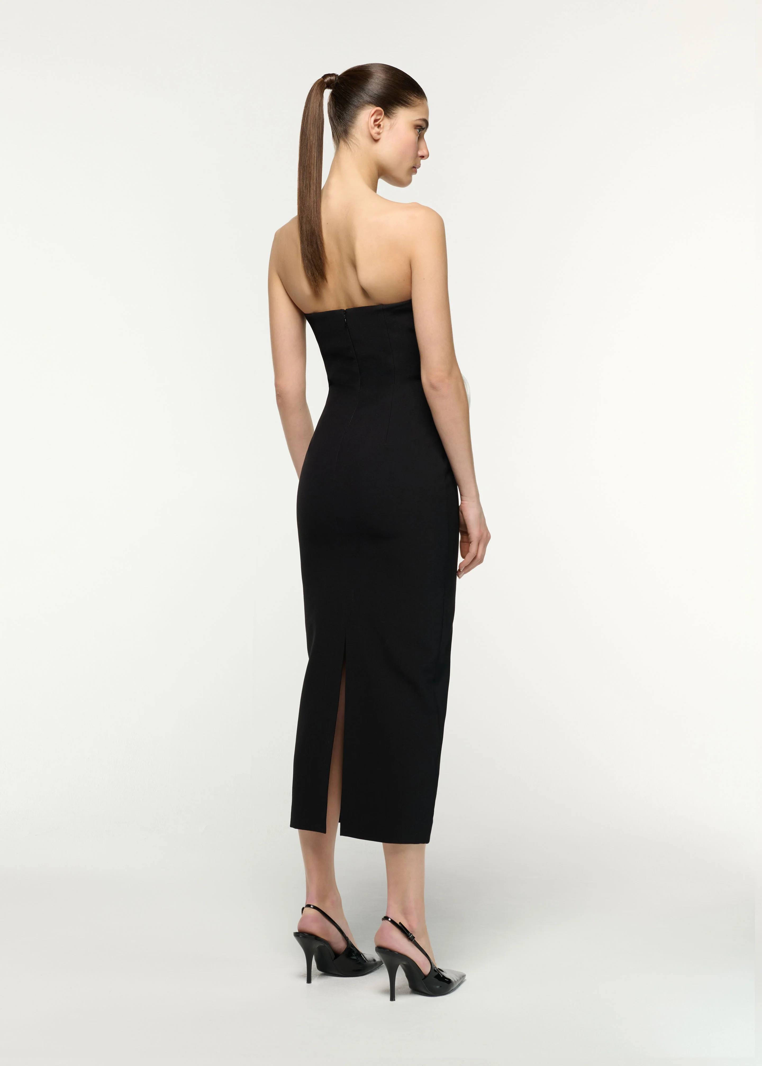 Flower Detail Strapless Column Midi Dress - Image 3