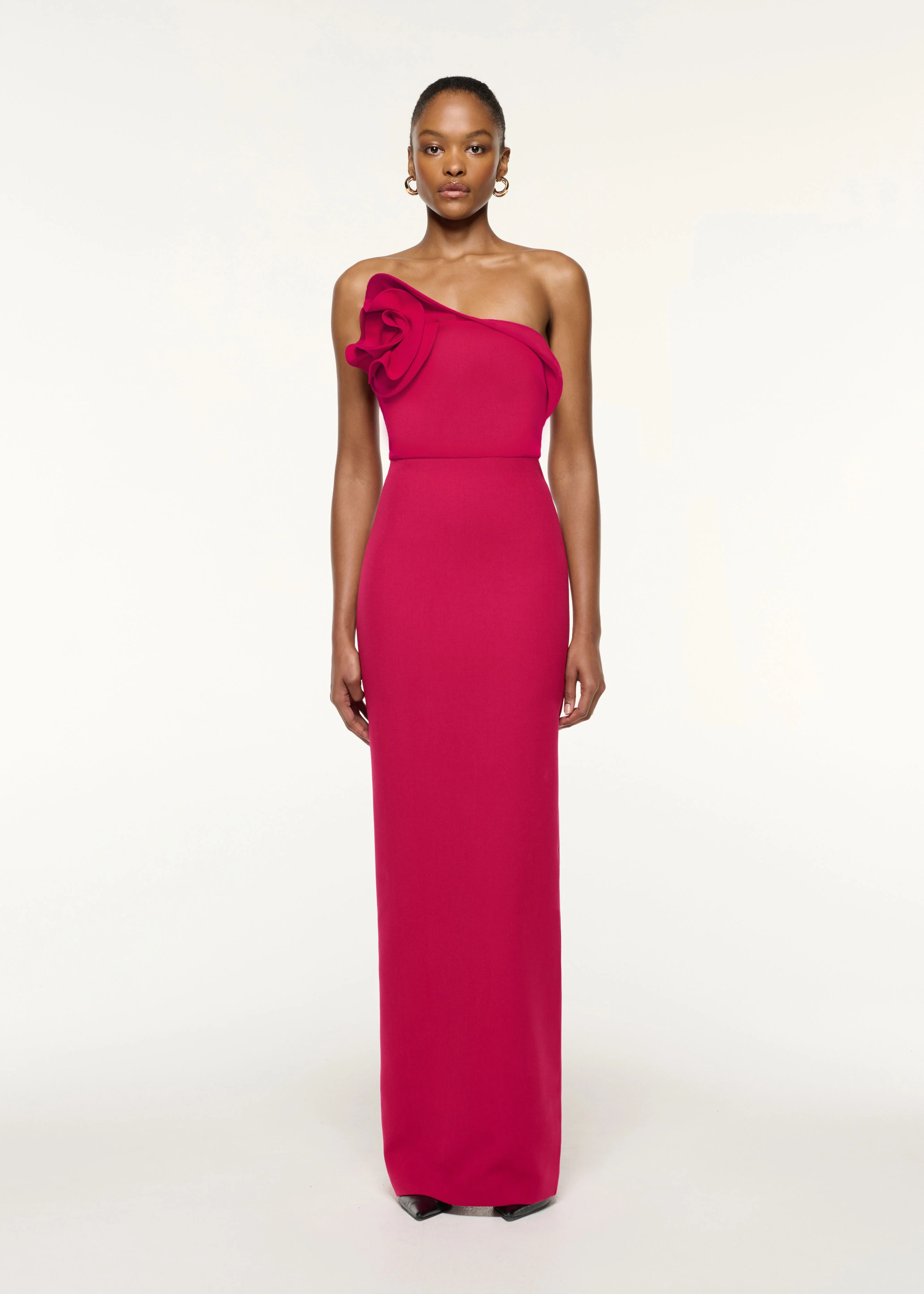 Flower Detail Strapless Gown