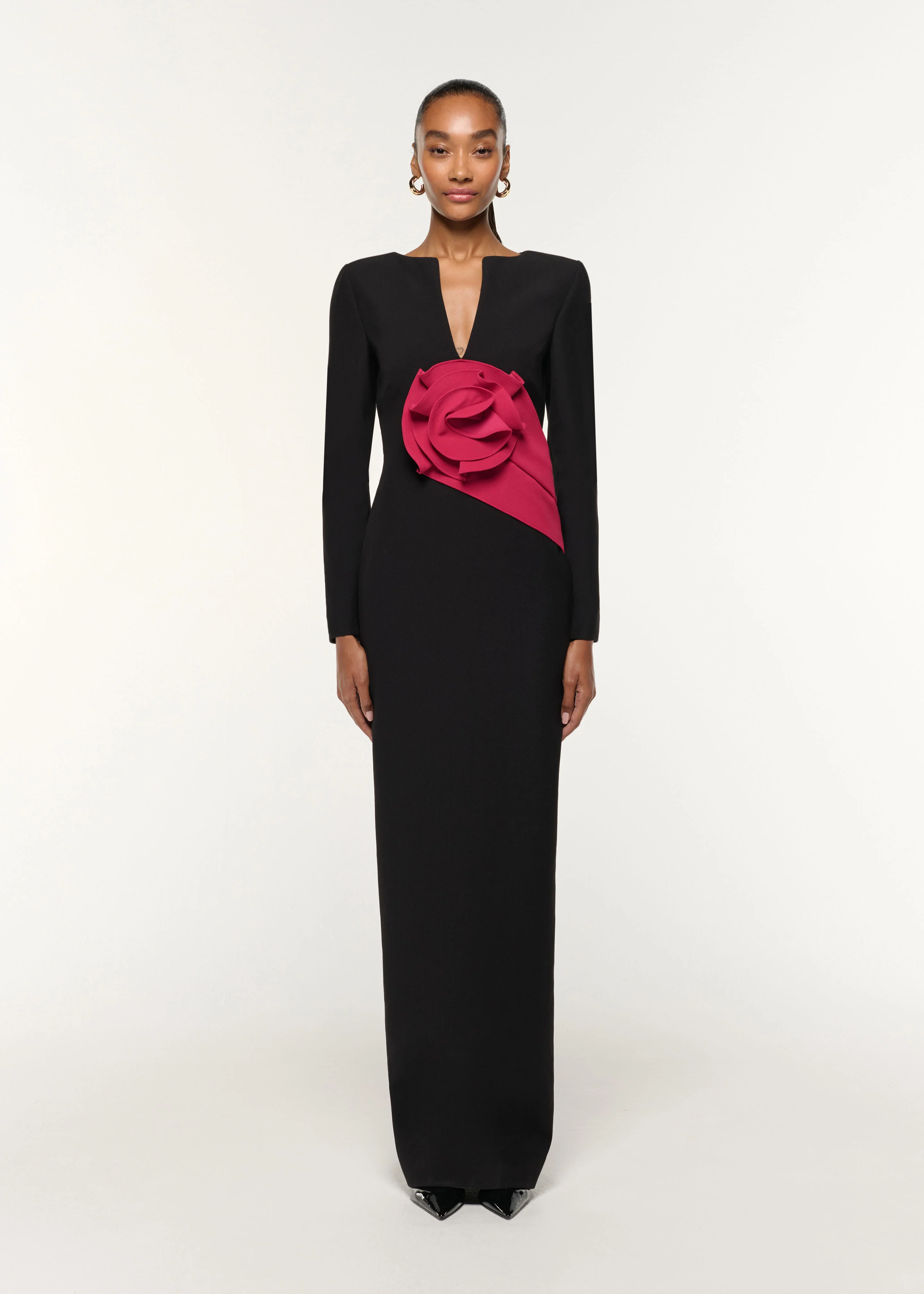 Flower Drape Crepe Gown