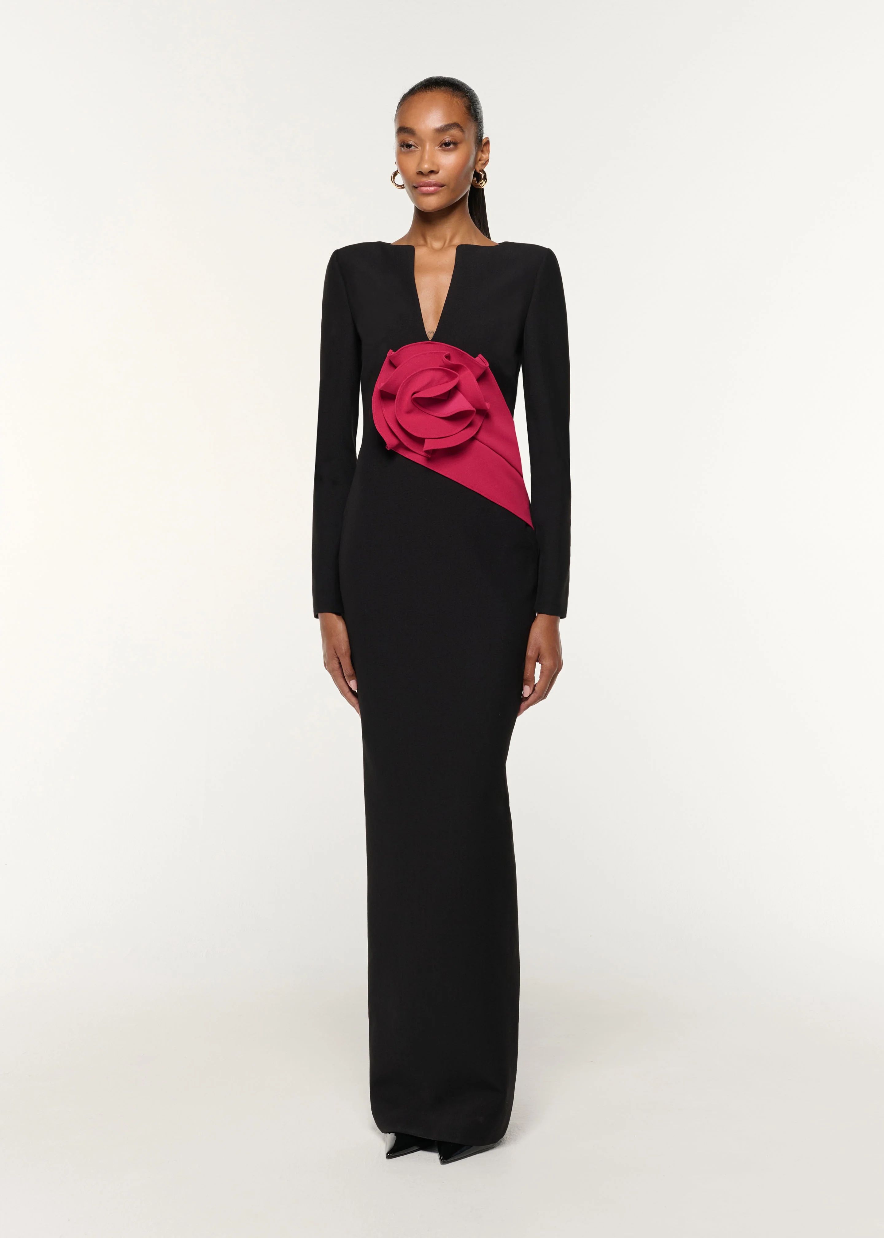 Flower Drape Crepe Gown - Image 2