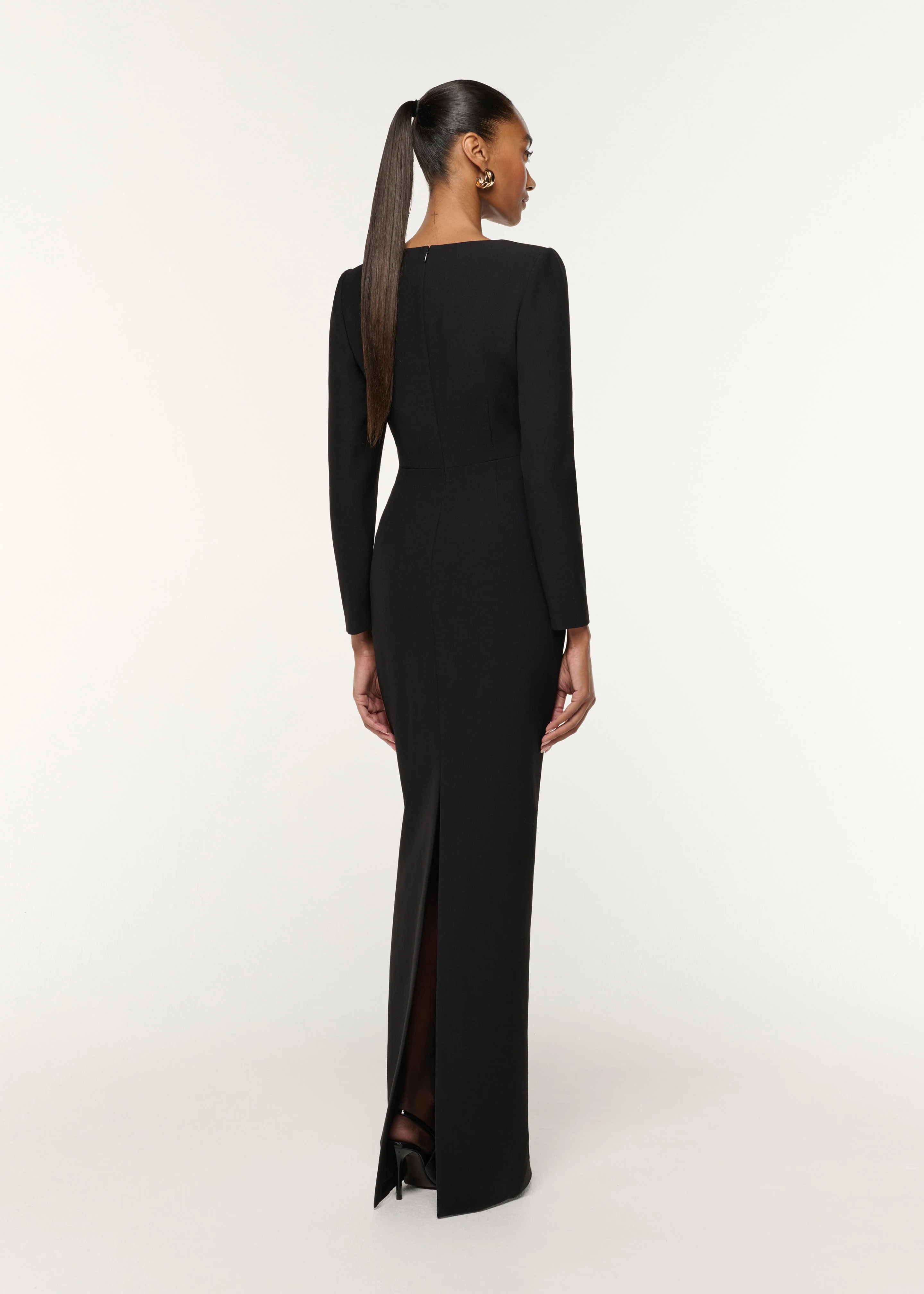 Flower Drape Crepe Gown - Image 3