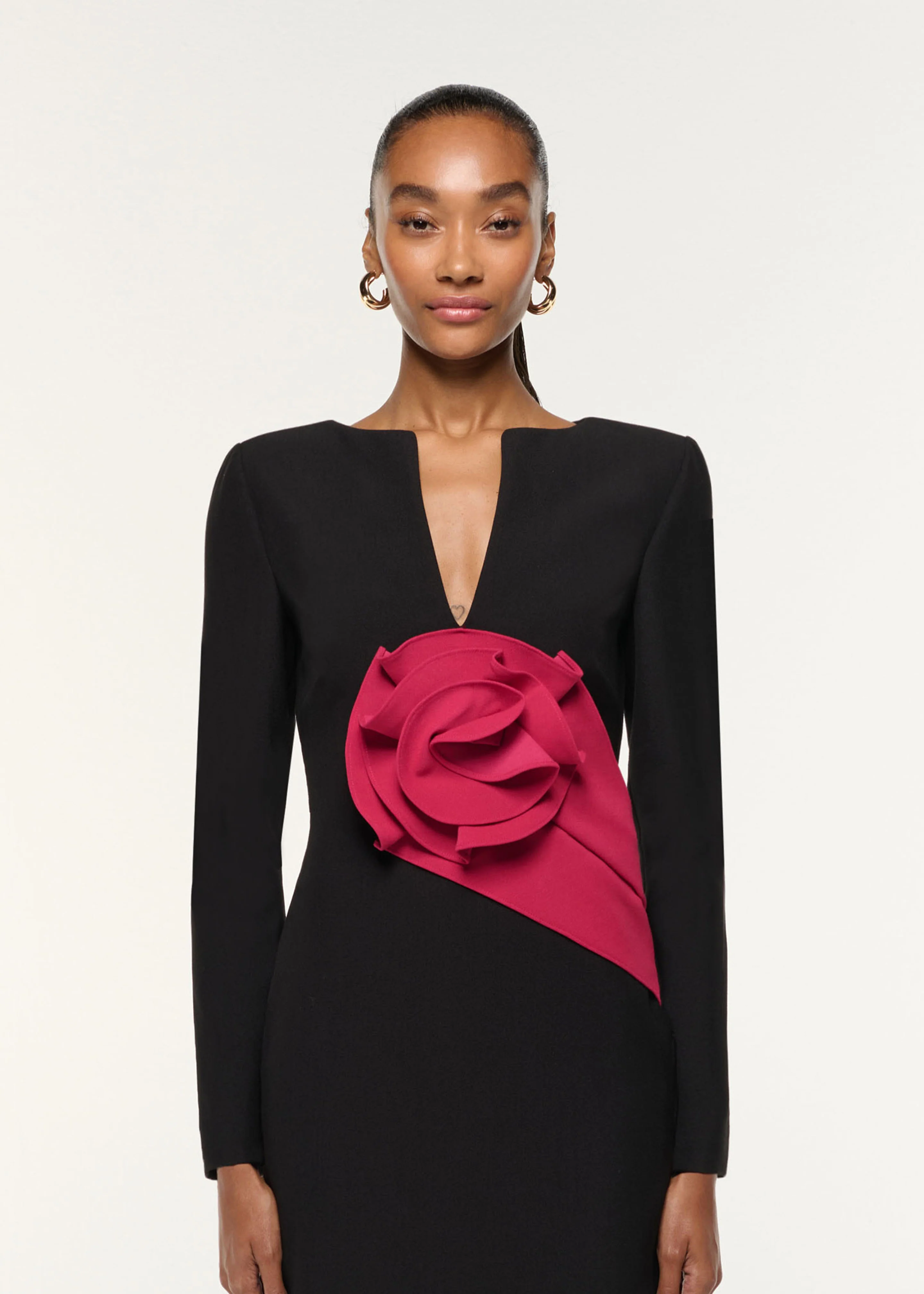 Flower Drape Crepe Gown - Image 4