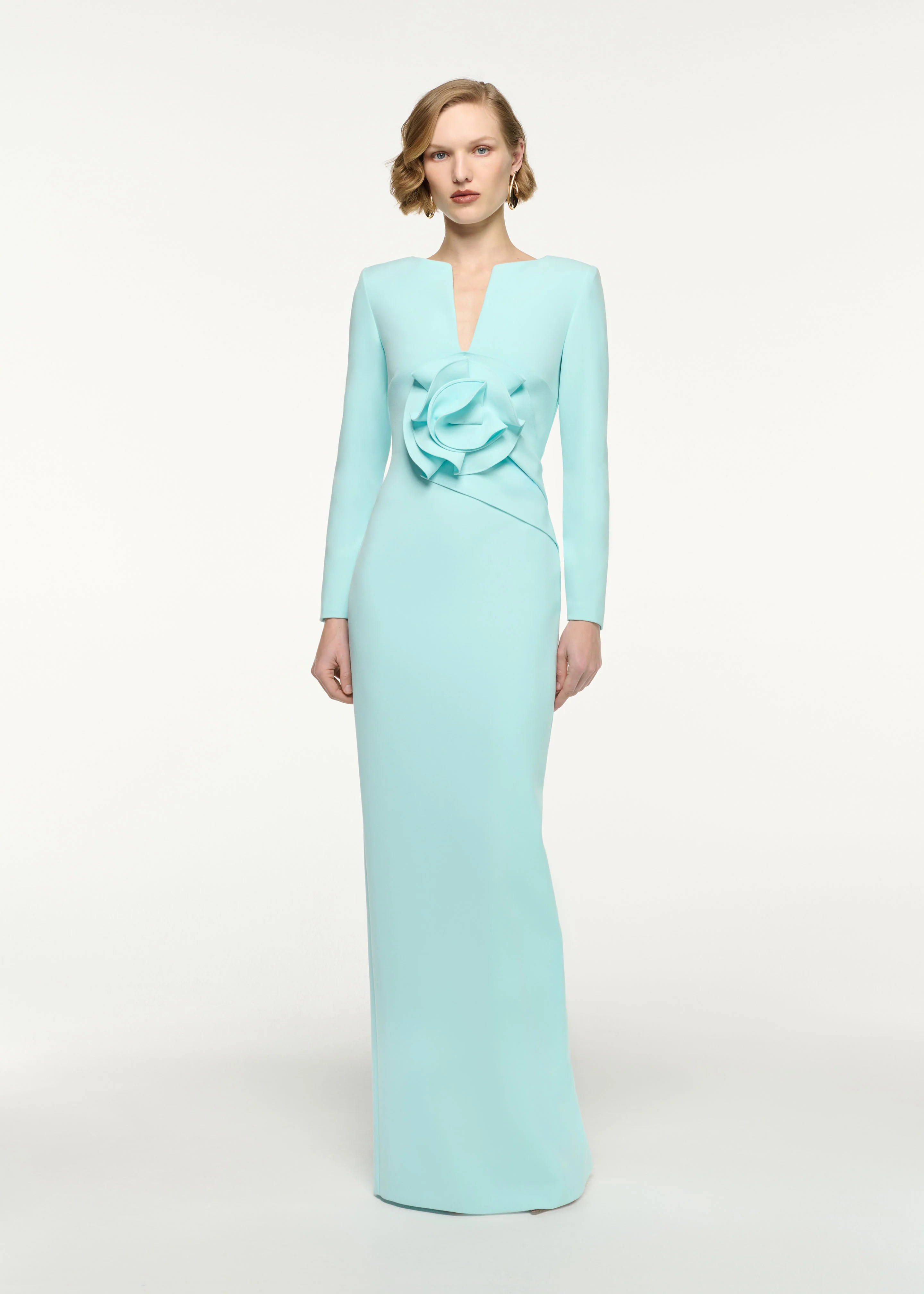 Flower Drape Crepe Gown