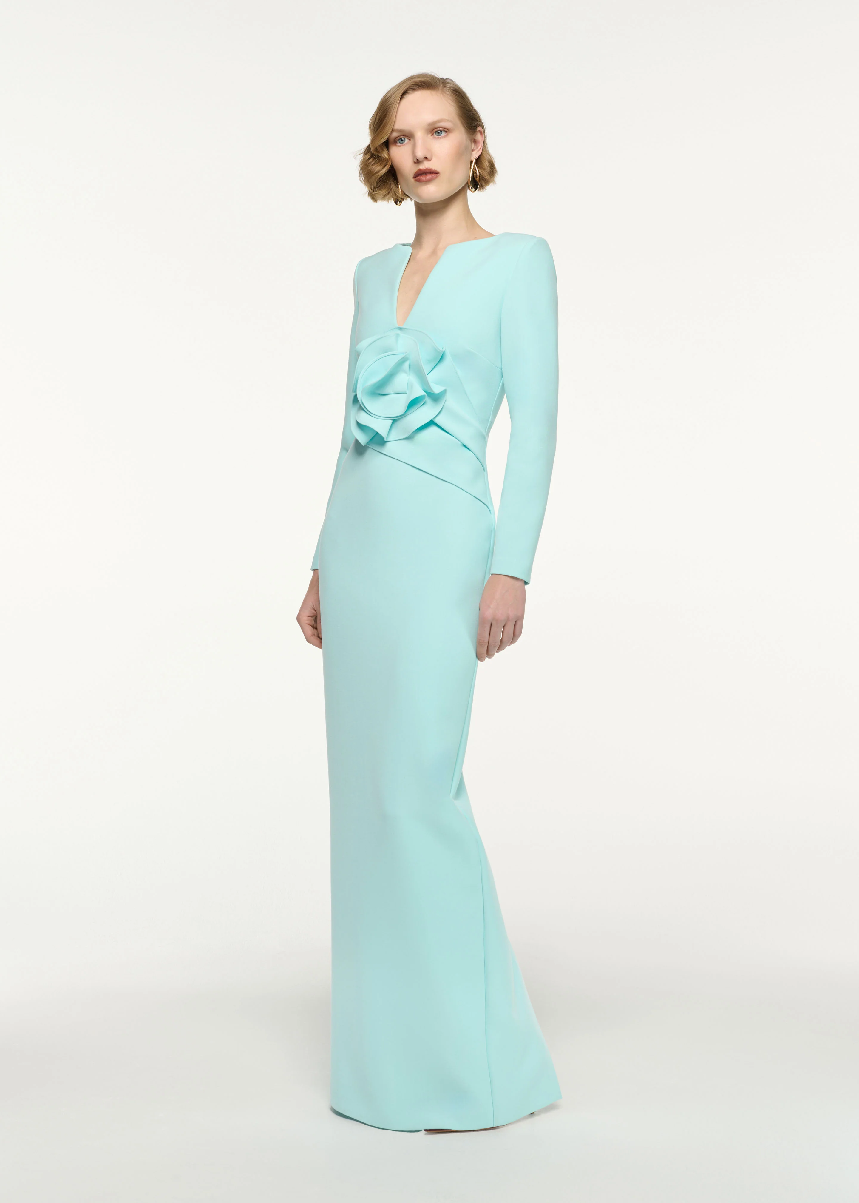 Flower Drape Crepe Gown - Image 2