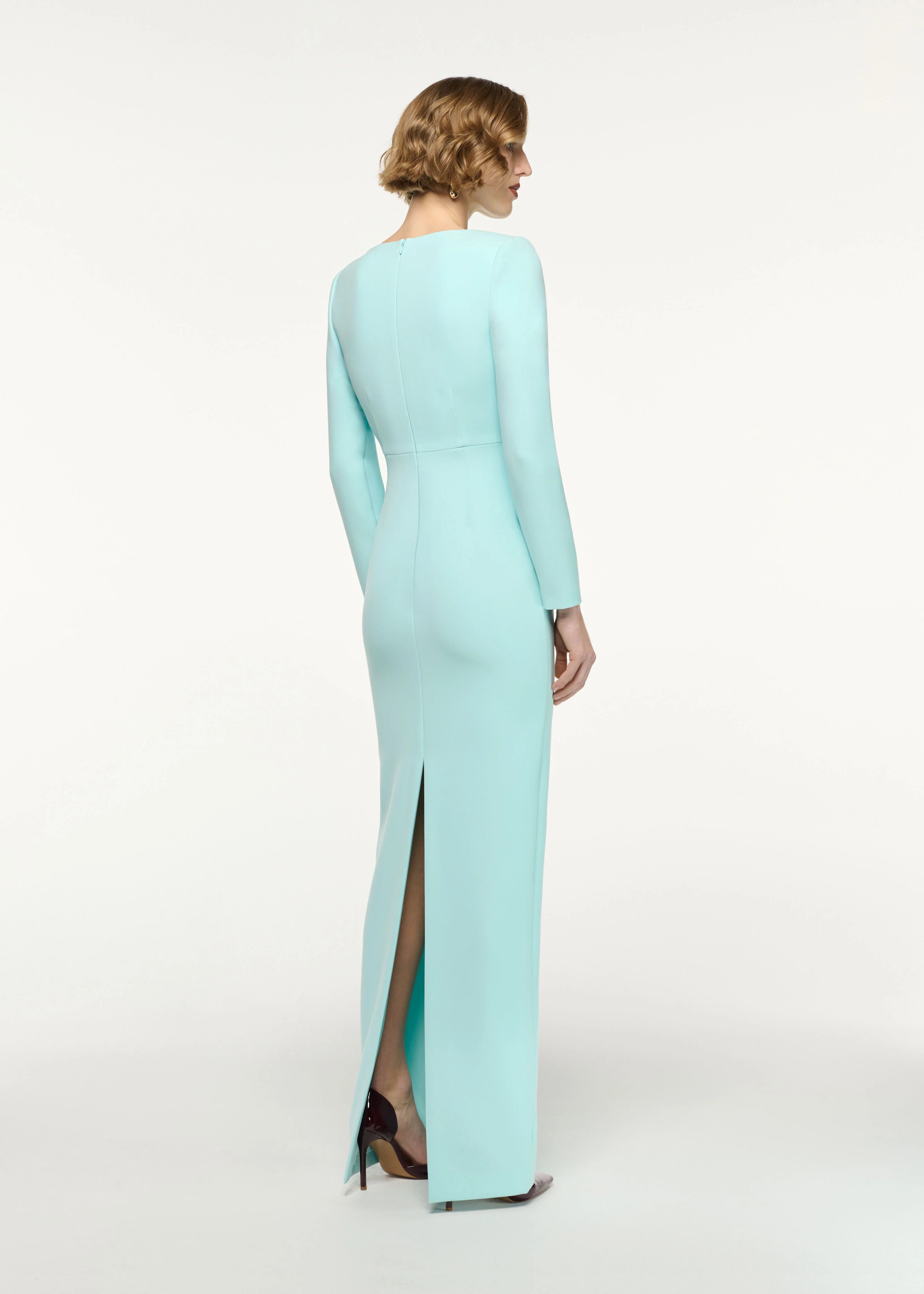 Flower Drape Crepe Gown - Image 3