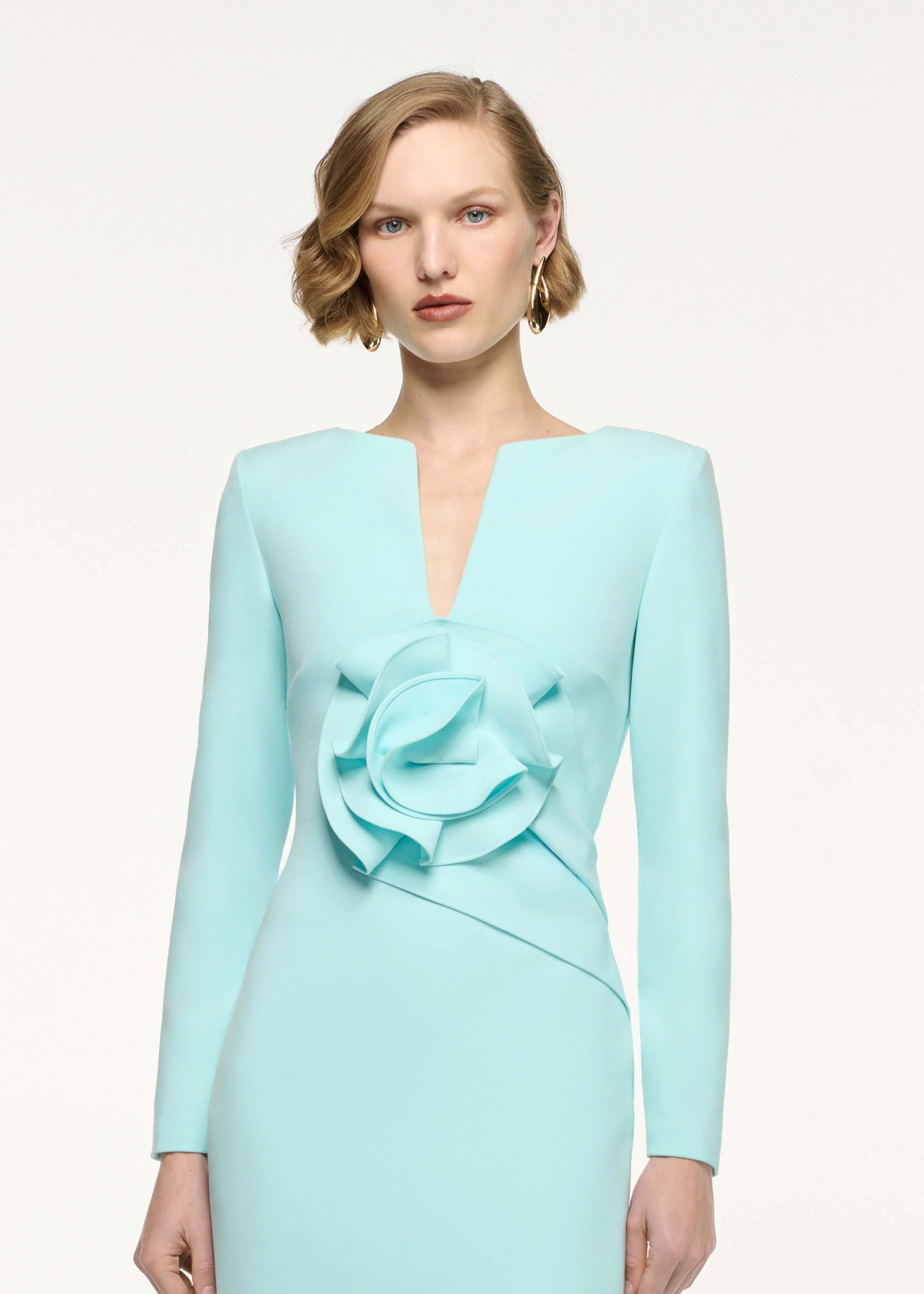 Flower Drape Crepe Gown - Image 4