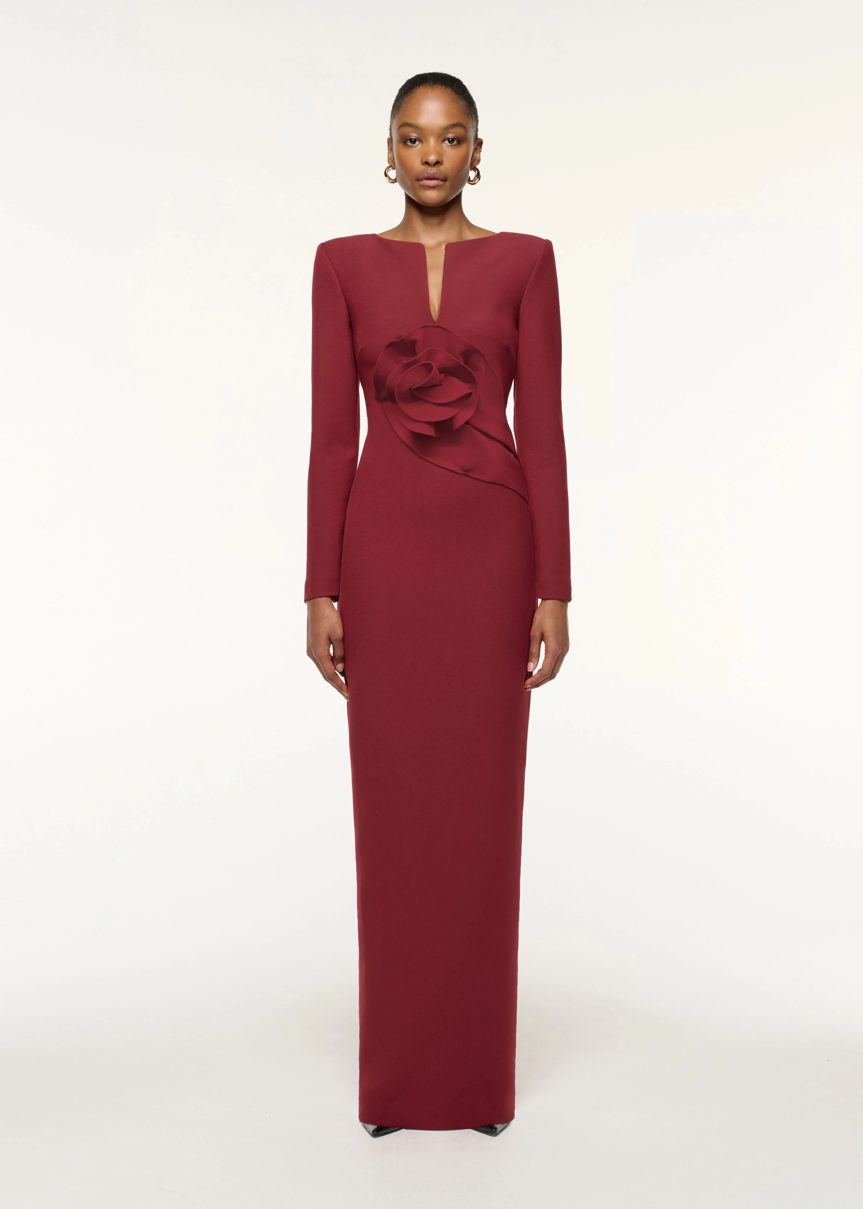Flower Drape Crepe Gown