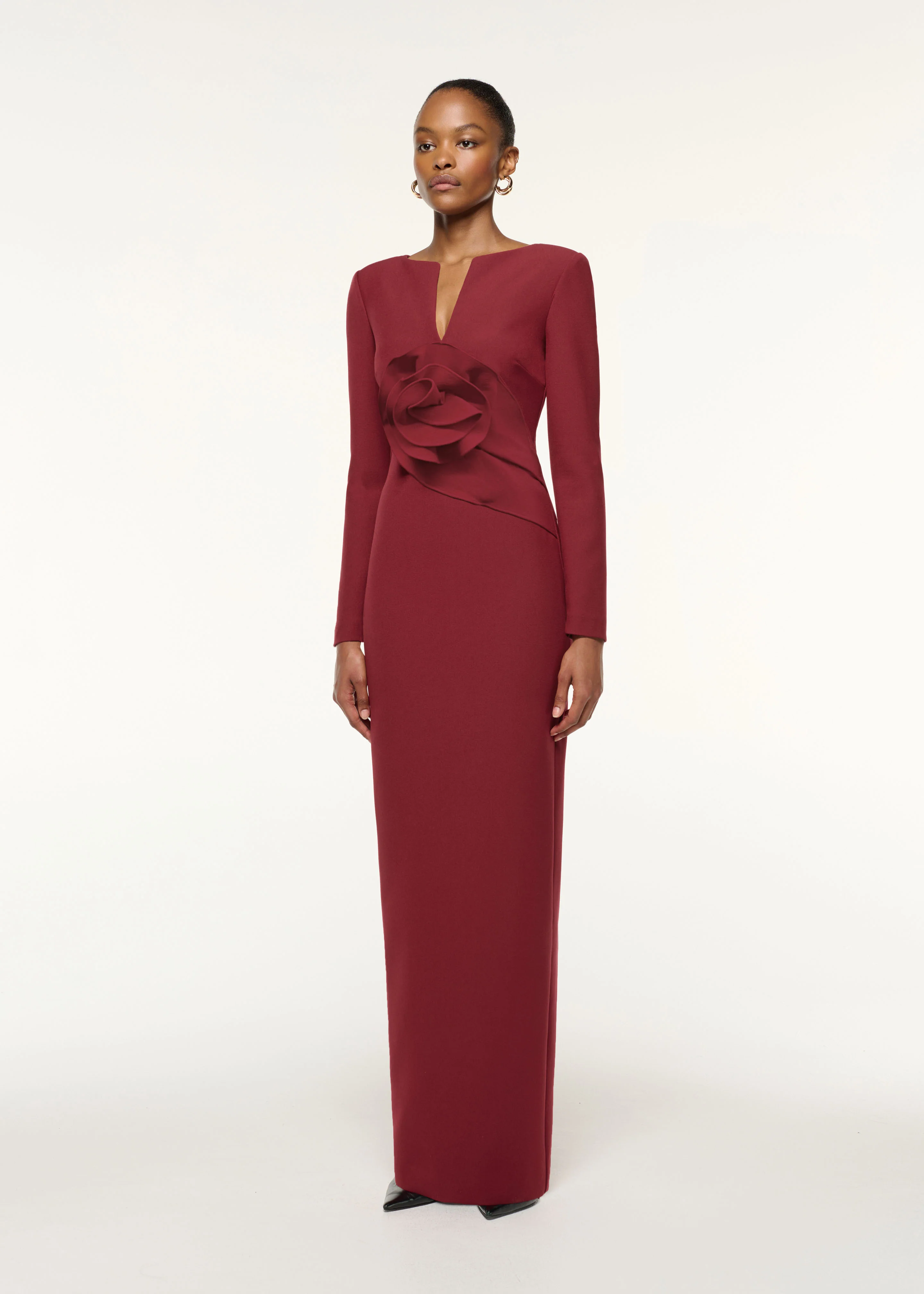 Flower Drape Crepe Gown - Image 2