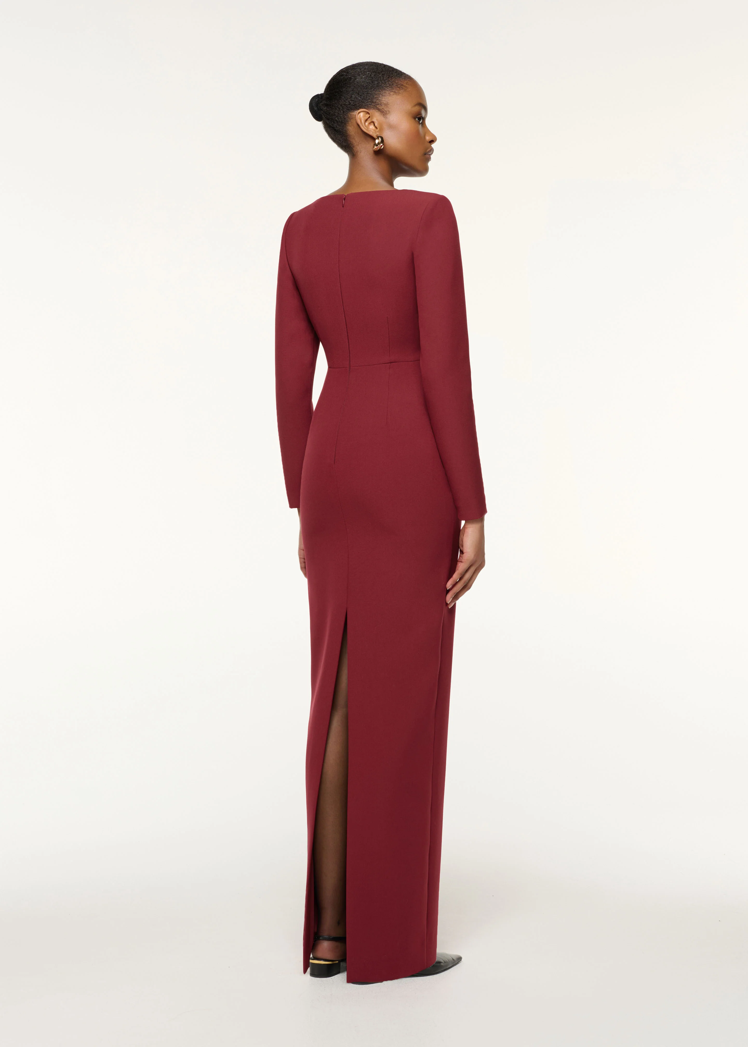 Flower Drape Crepe Gown - Image 3