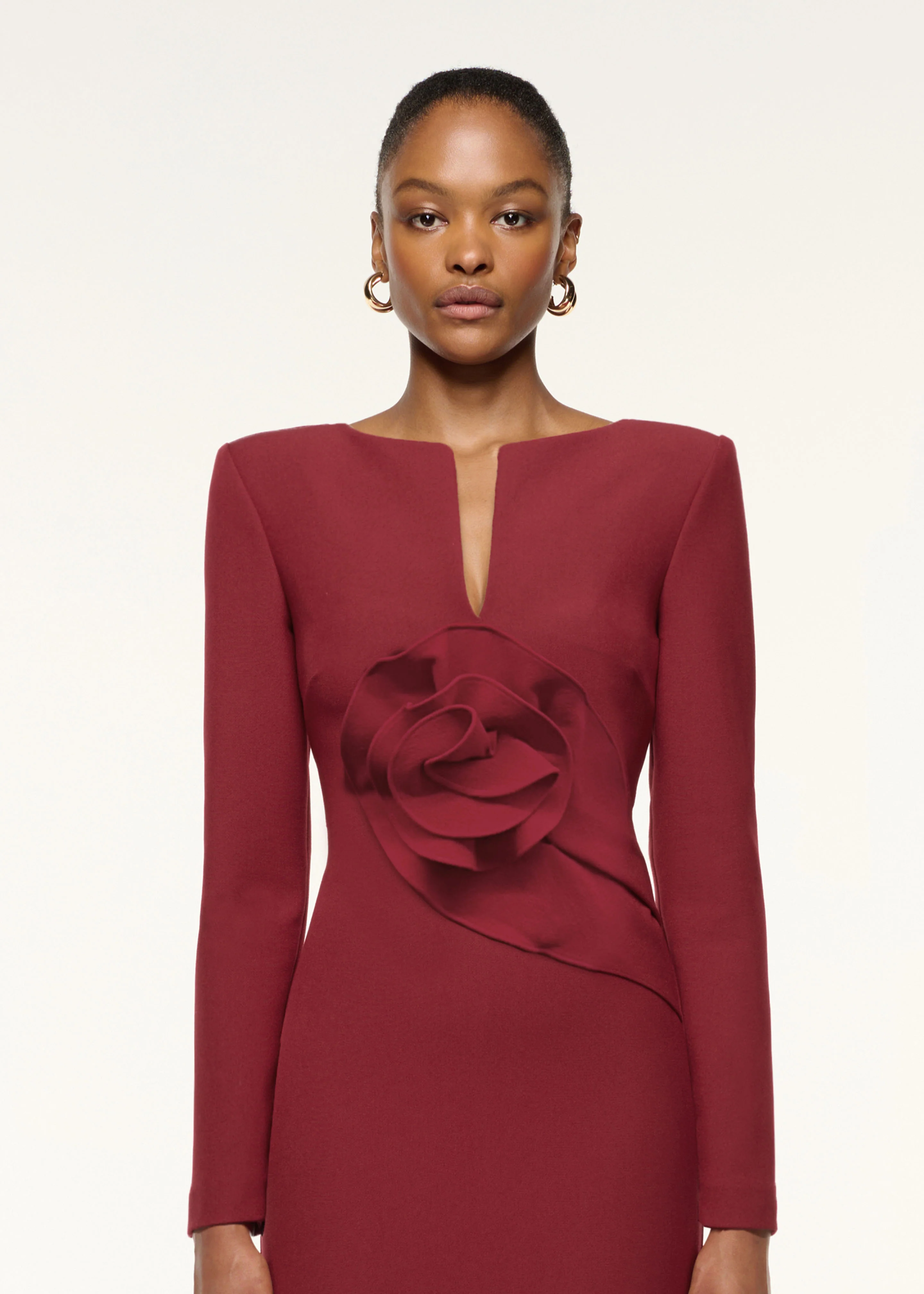 Flower Drape Crepe Gown - Image 4