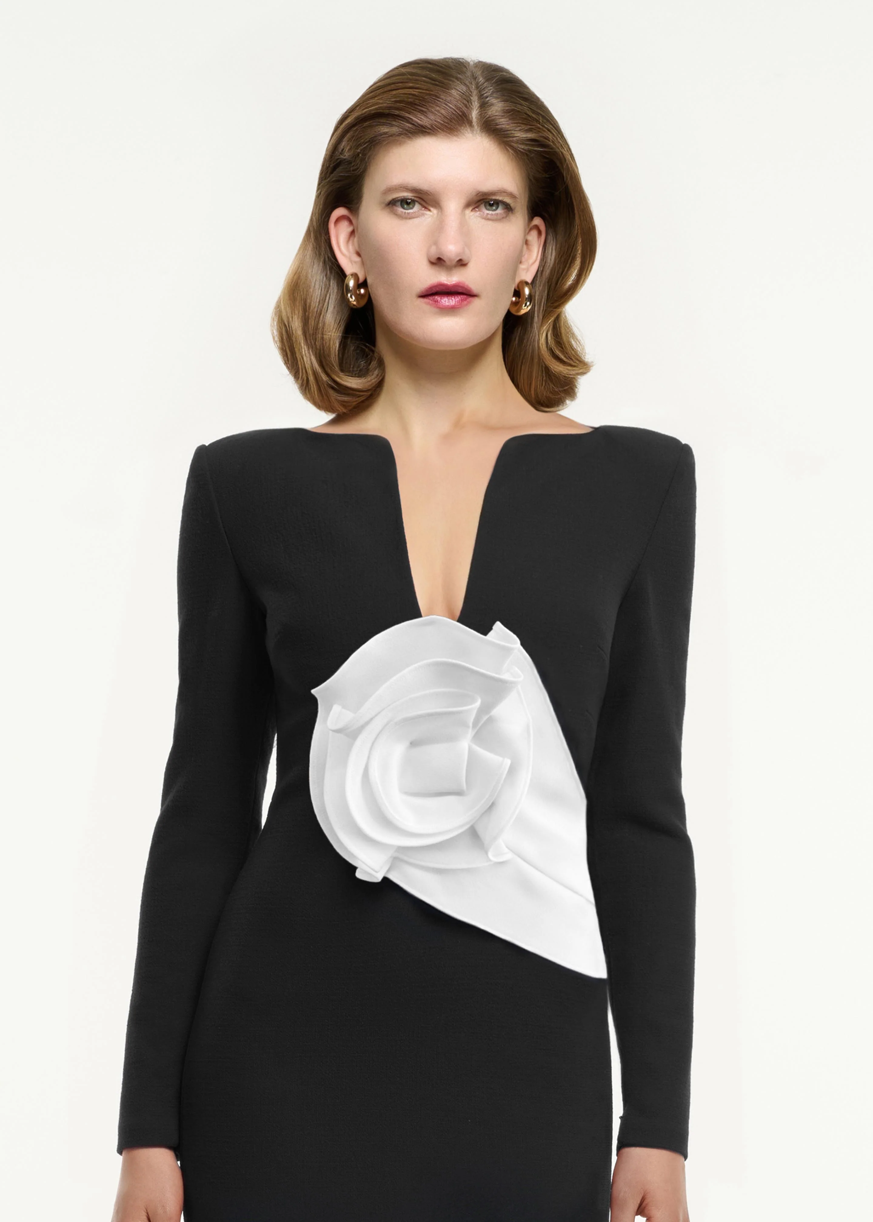 Flower Drape Crepe Gown - Image 3