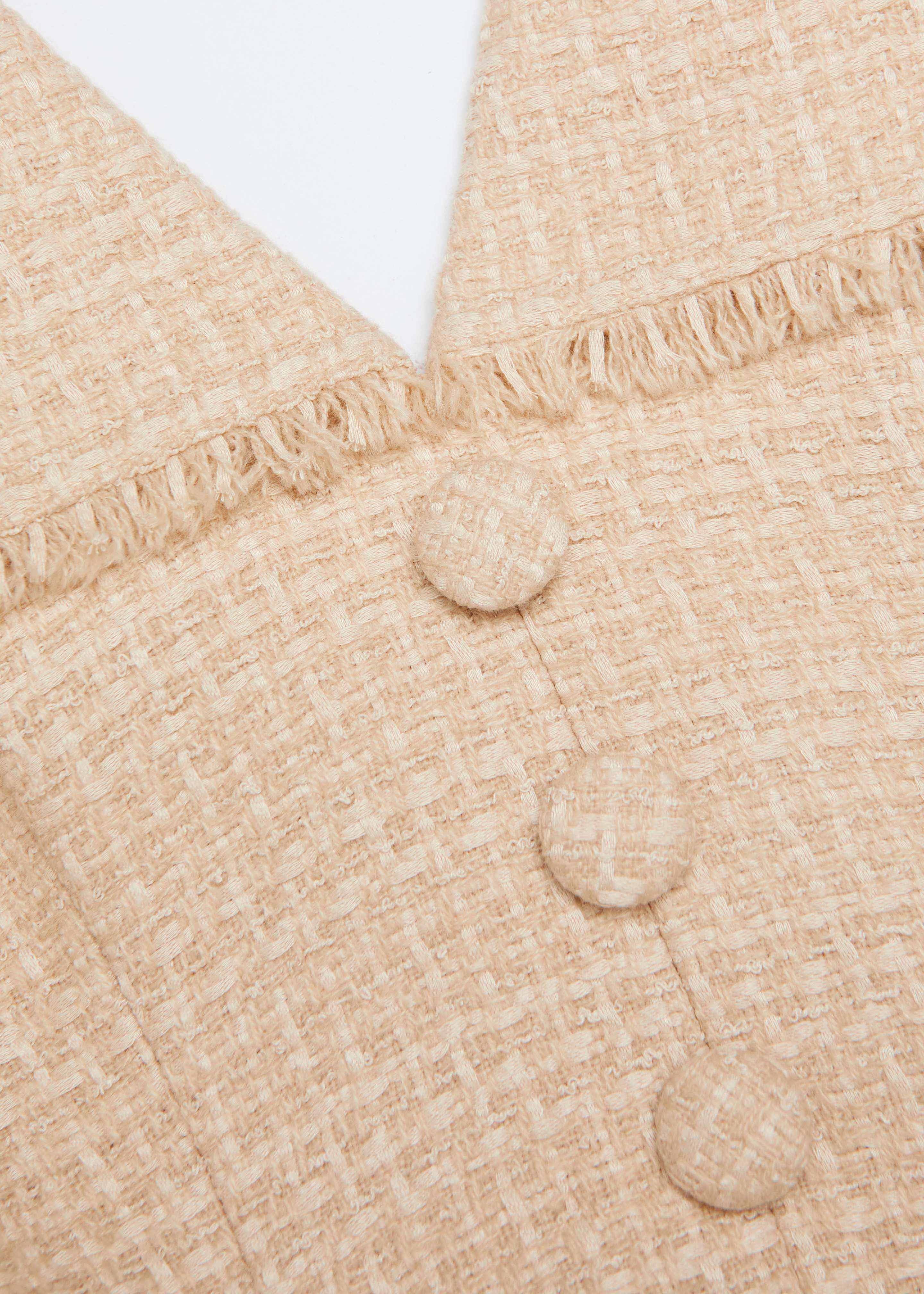 Folded Collar Belted Boucle Dress - Image 5