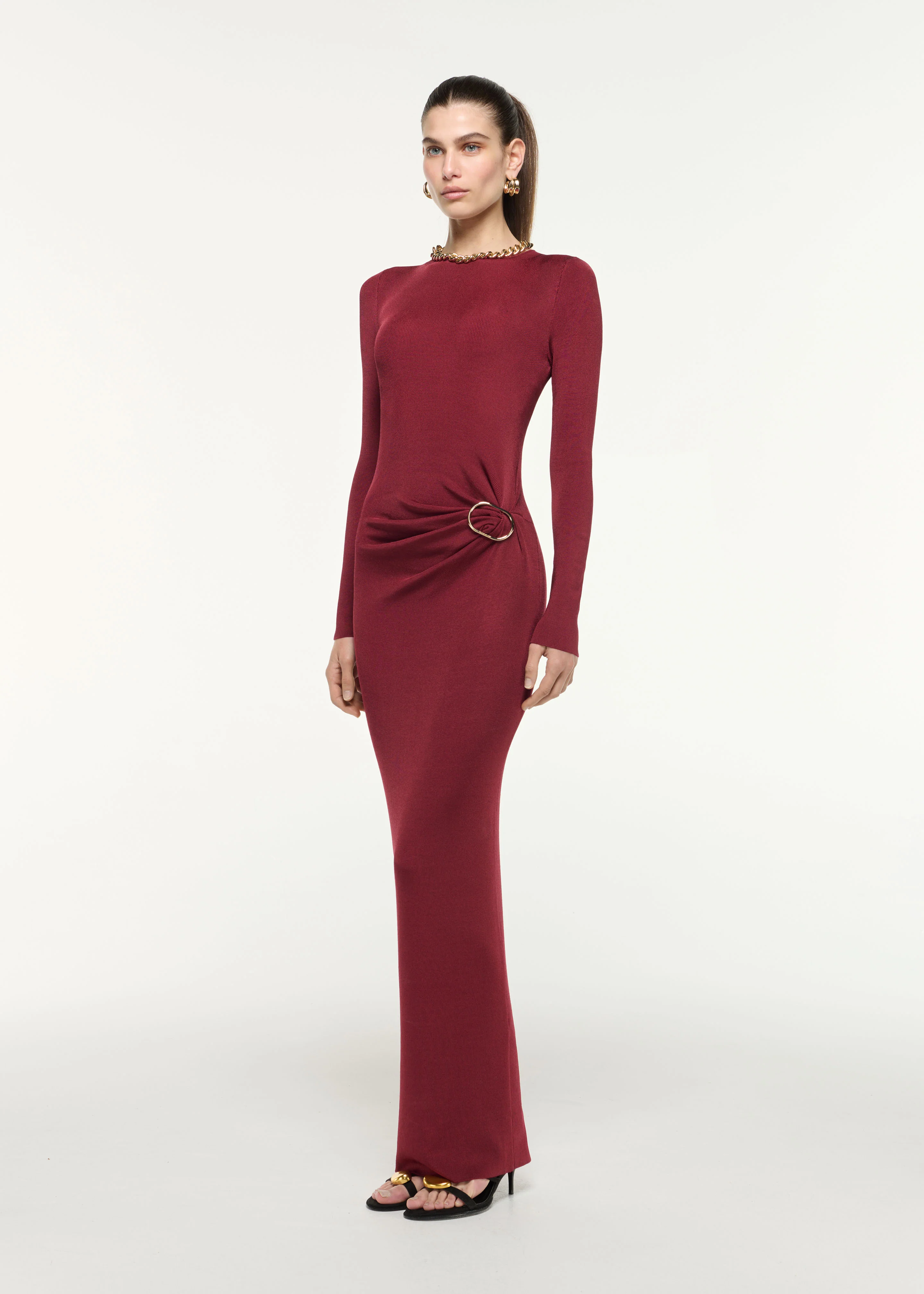 Gathered Buckle Knit Maxi Dress - Image 2