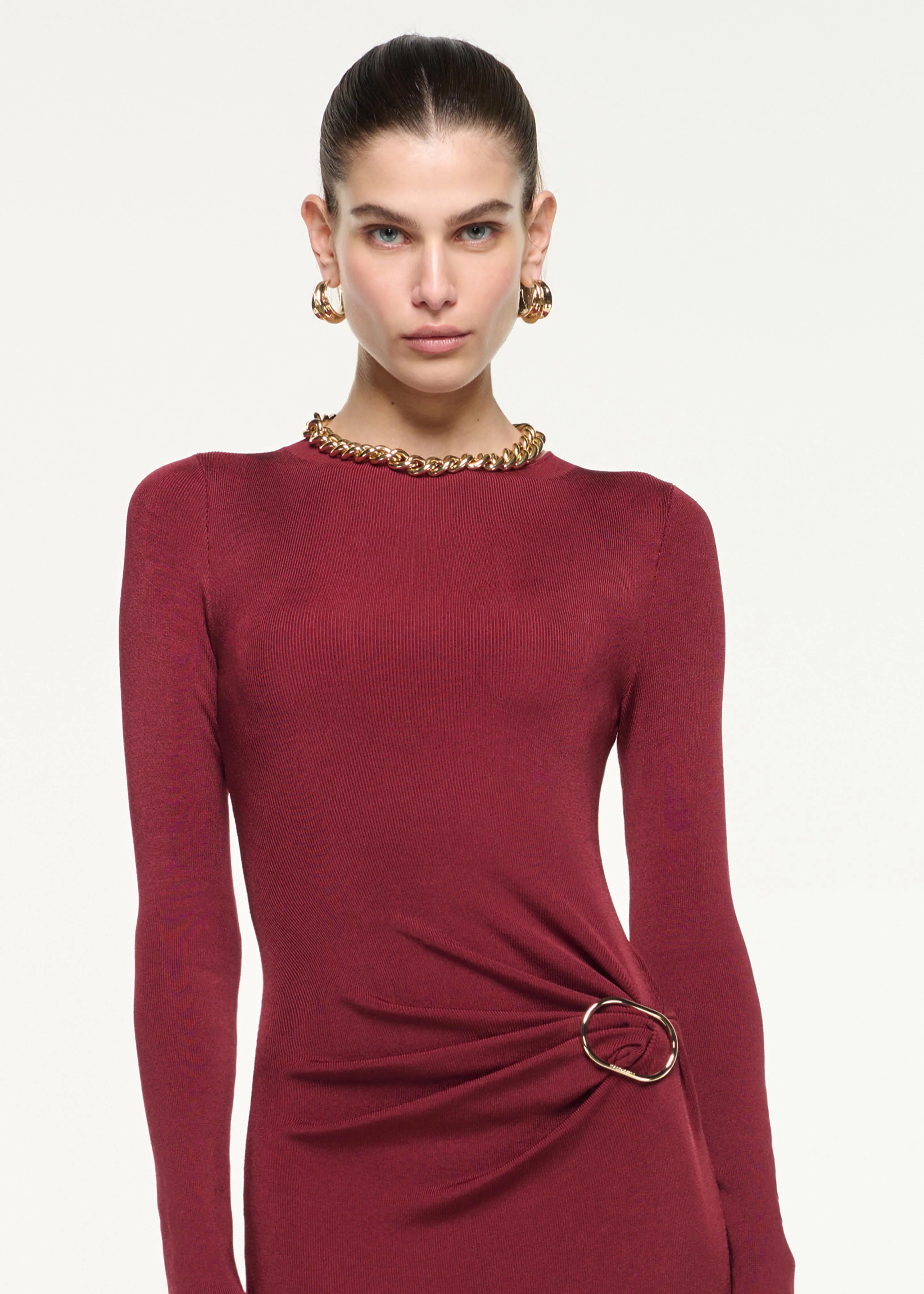 Gathered Buckle Knit Maxi Dress - Image 4