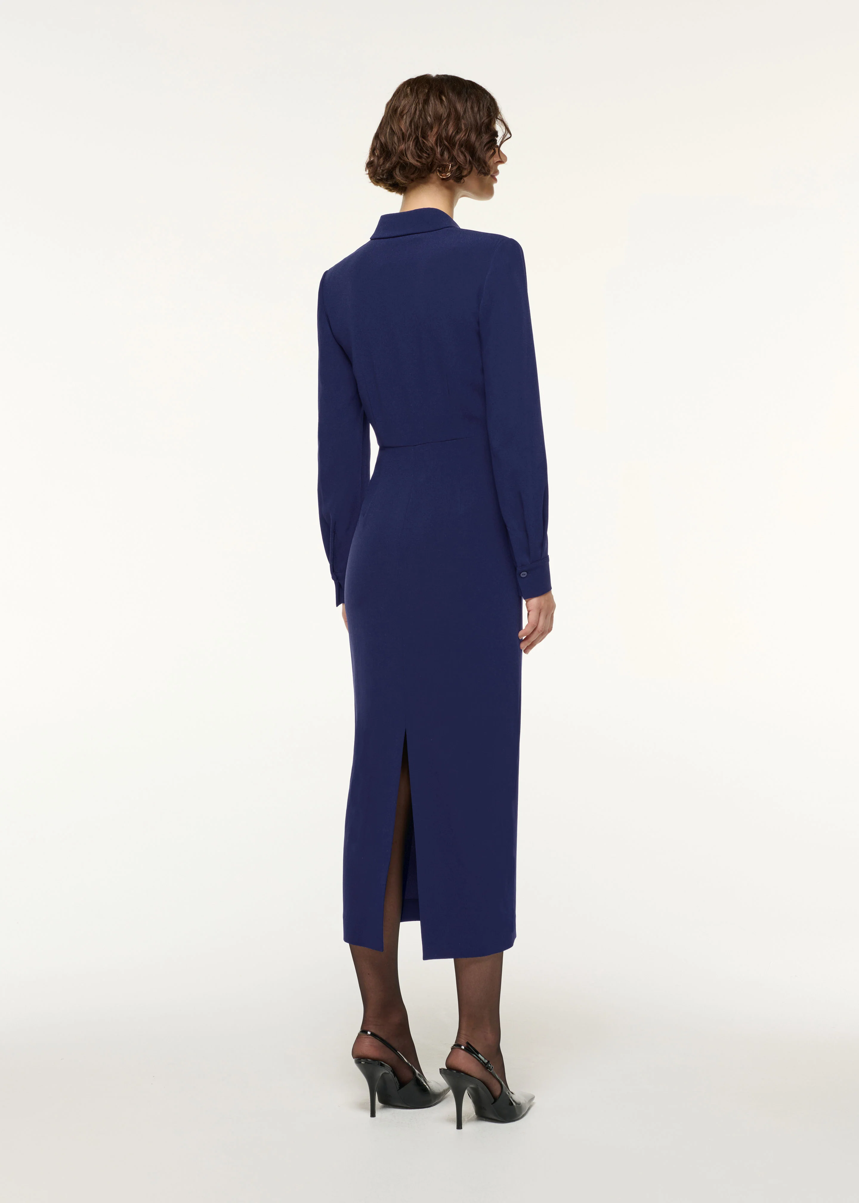 Gathered Drape Hip Midi Dress - Image 3