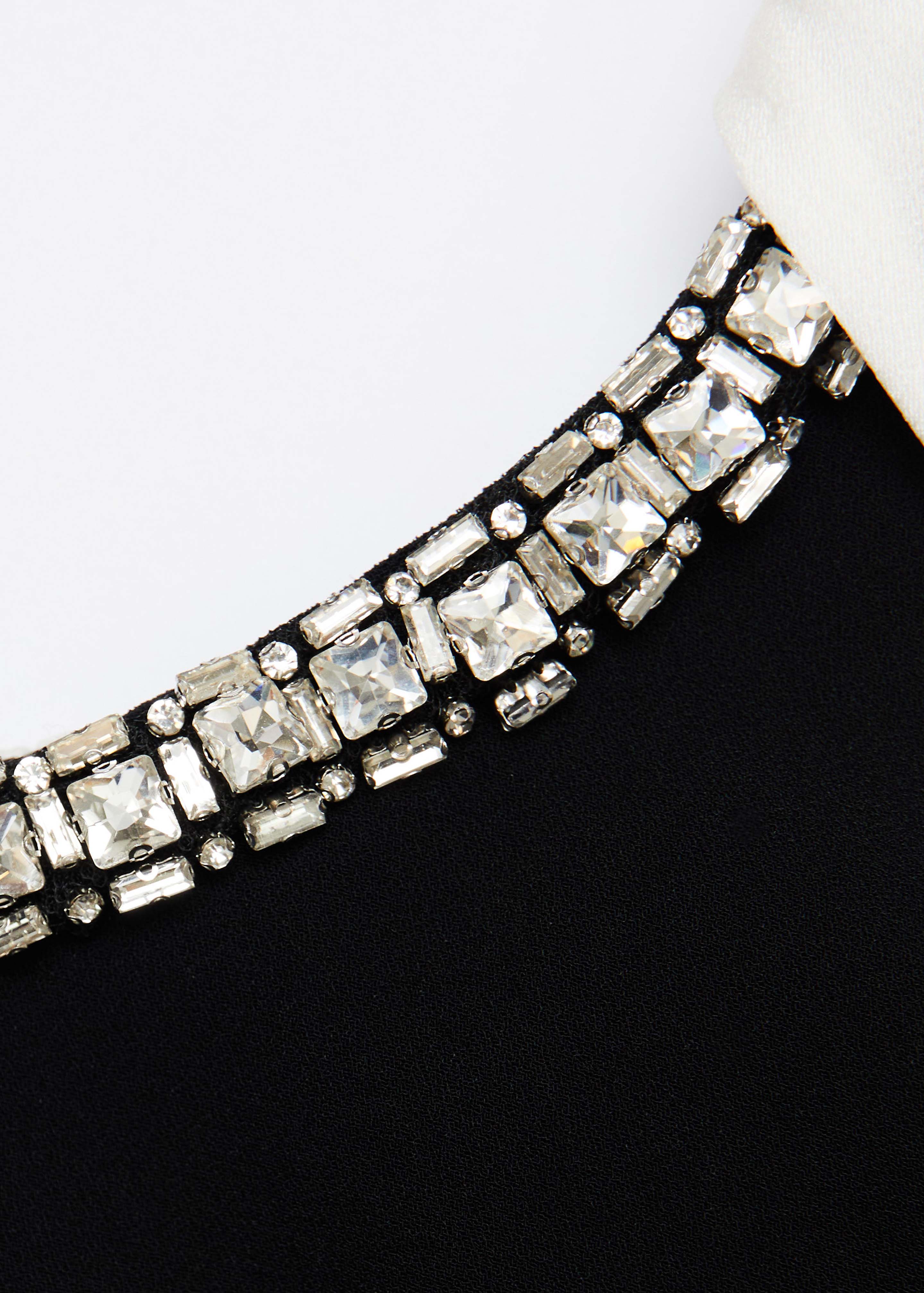 Gathered Shawl Crystal Trim Neckline Gown - Image 5