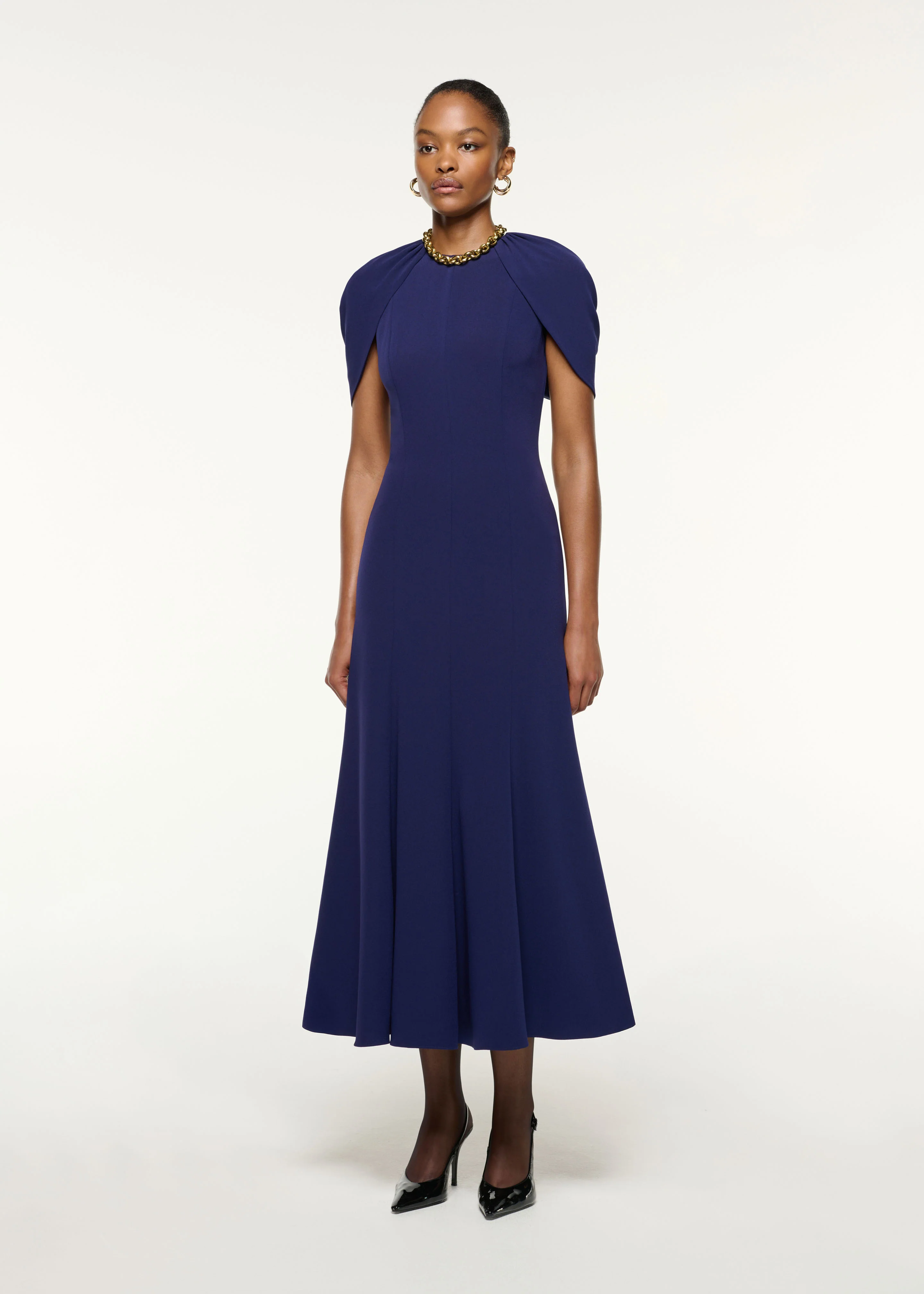 Gathered Shawl Satin Ceremony Dress - Image 2