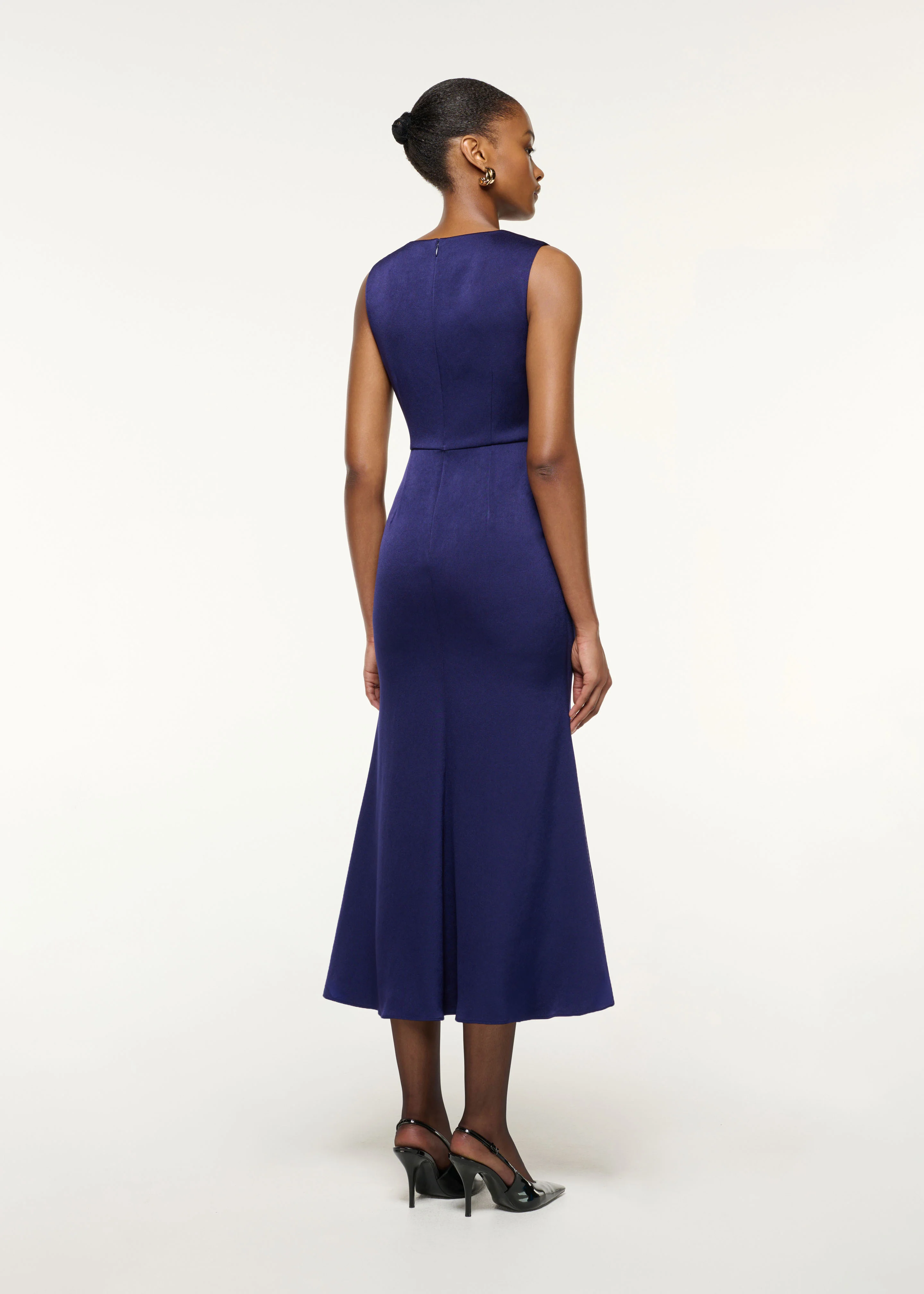 Gathered Silver Brooch Fit And Flare Dress - Image 3