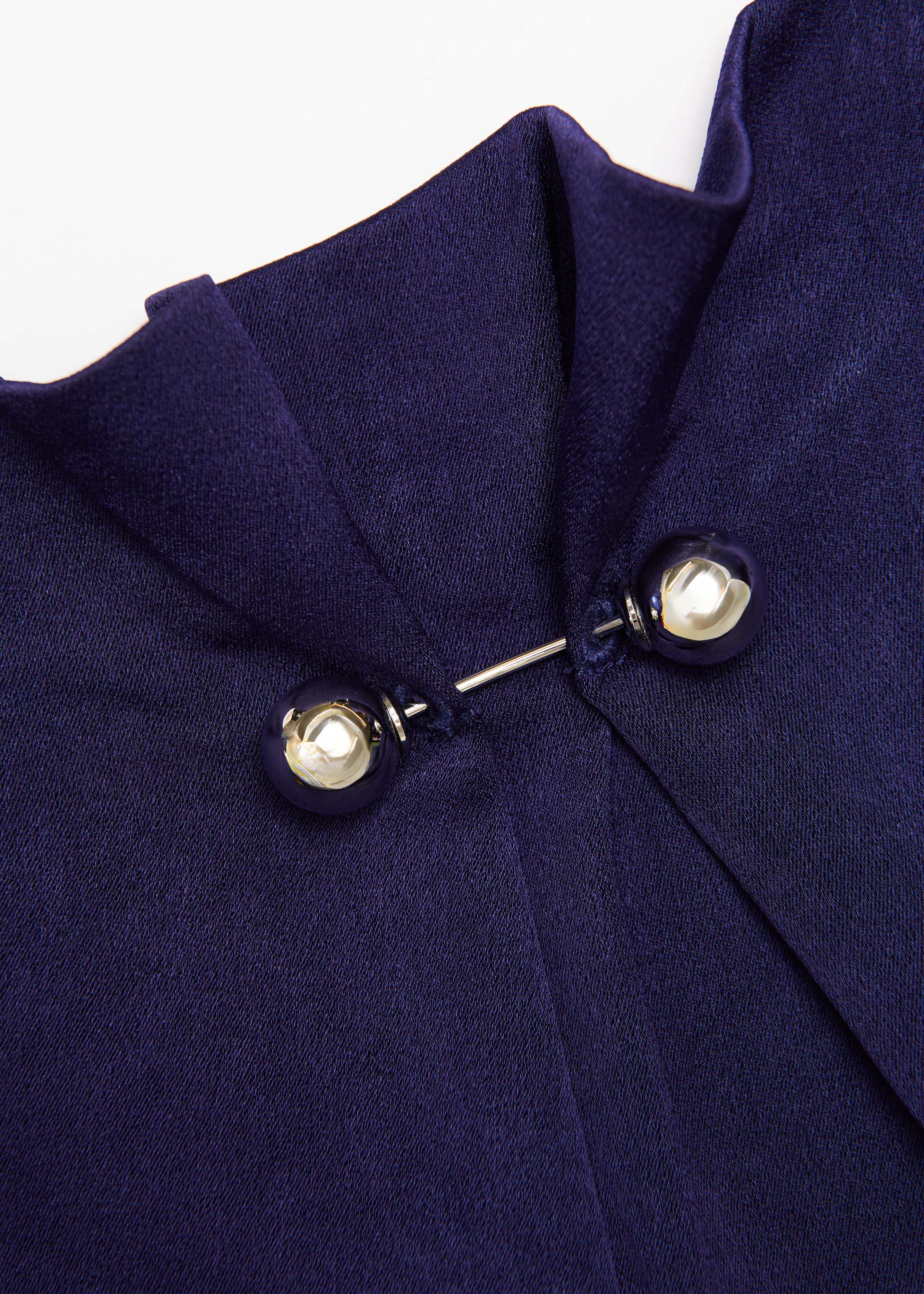 Gathered Silver Brooch Fit And Flare Dress - Image 5