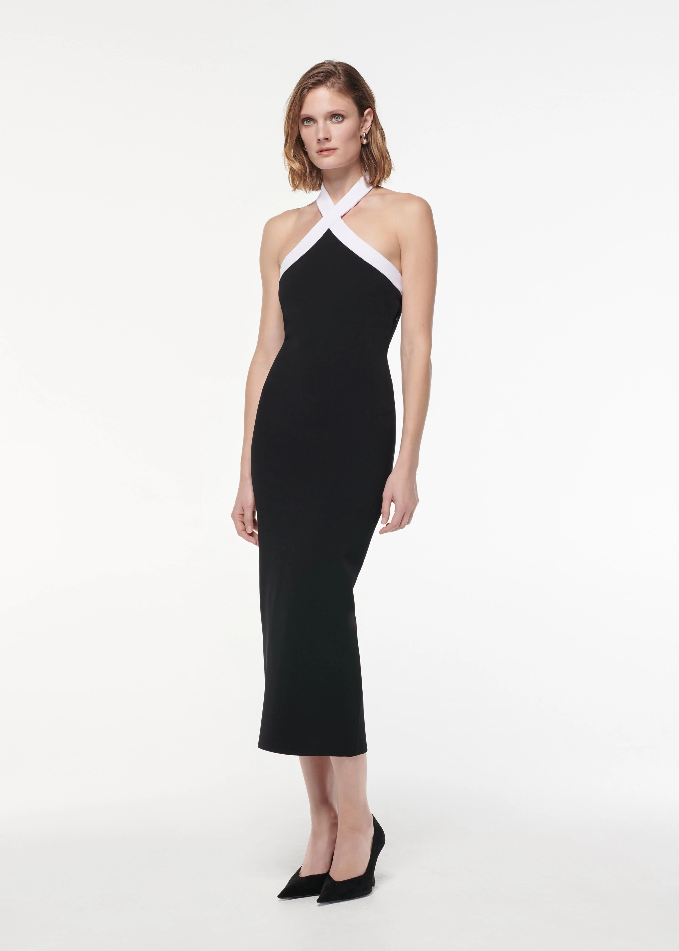 Halter Neck Flat Knit Midi Dress - Image 2