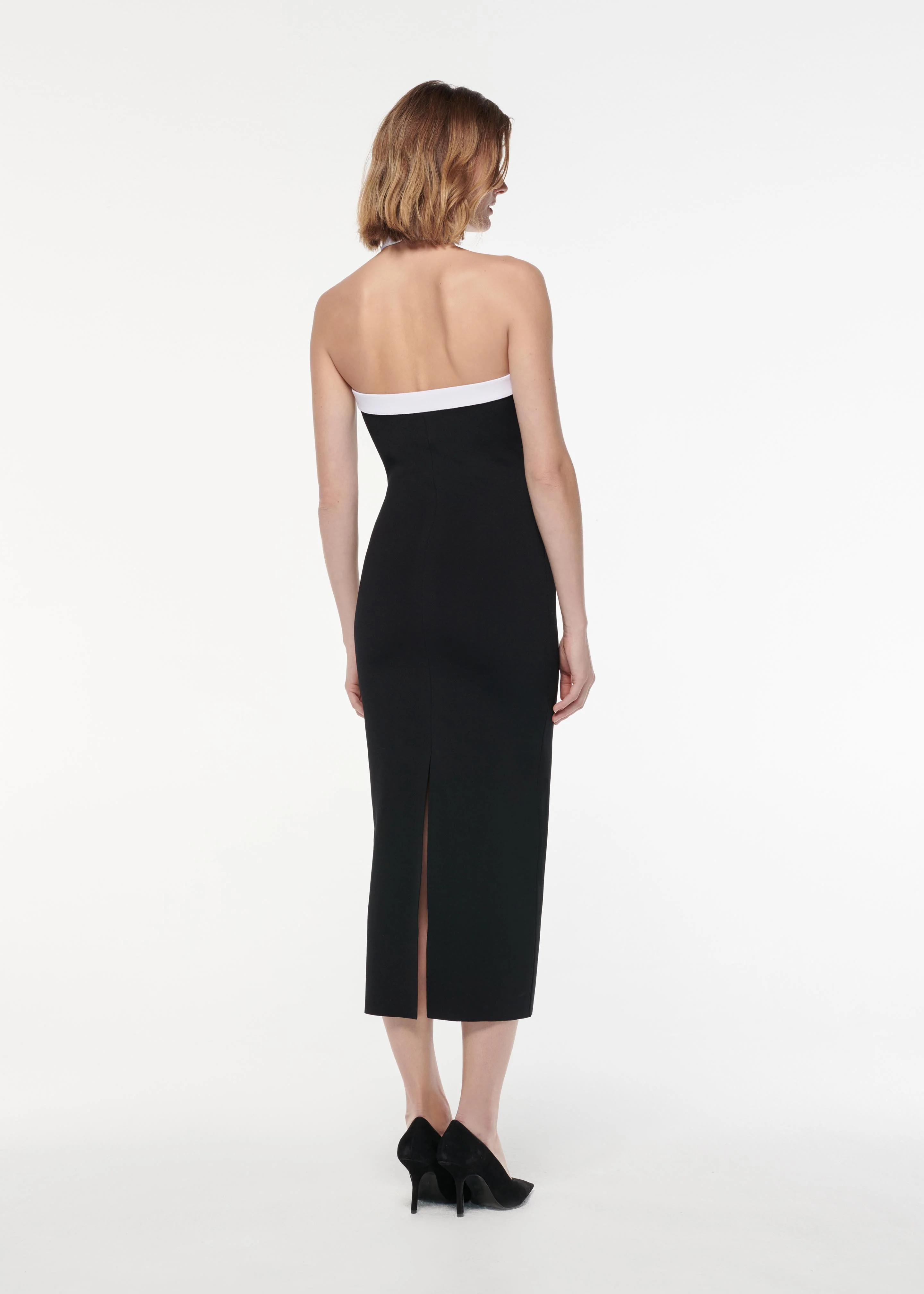 Halter Neck Flat Knit Midi Dress - Image 3