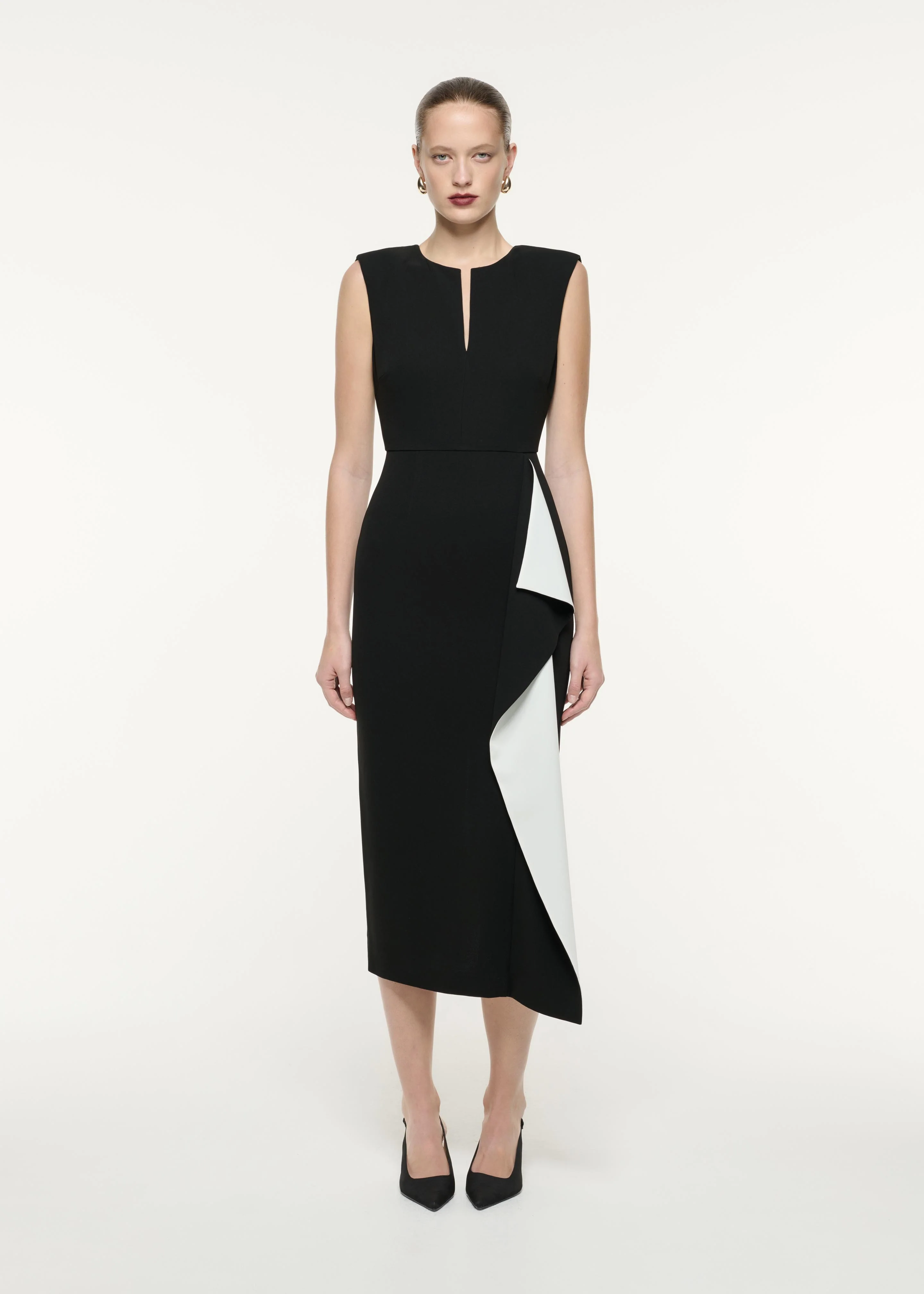 Heavy Cady Ruffle Midi Dress