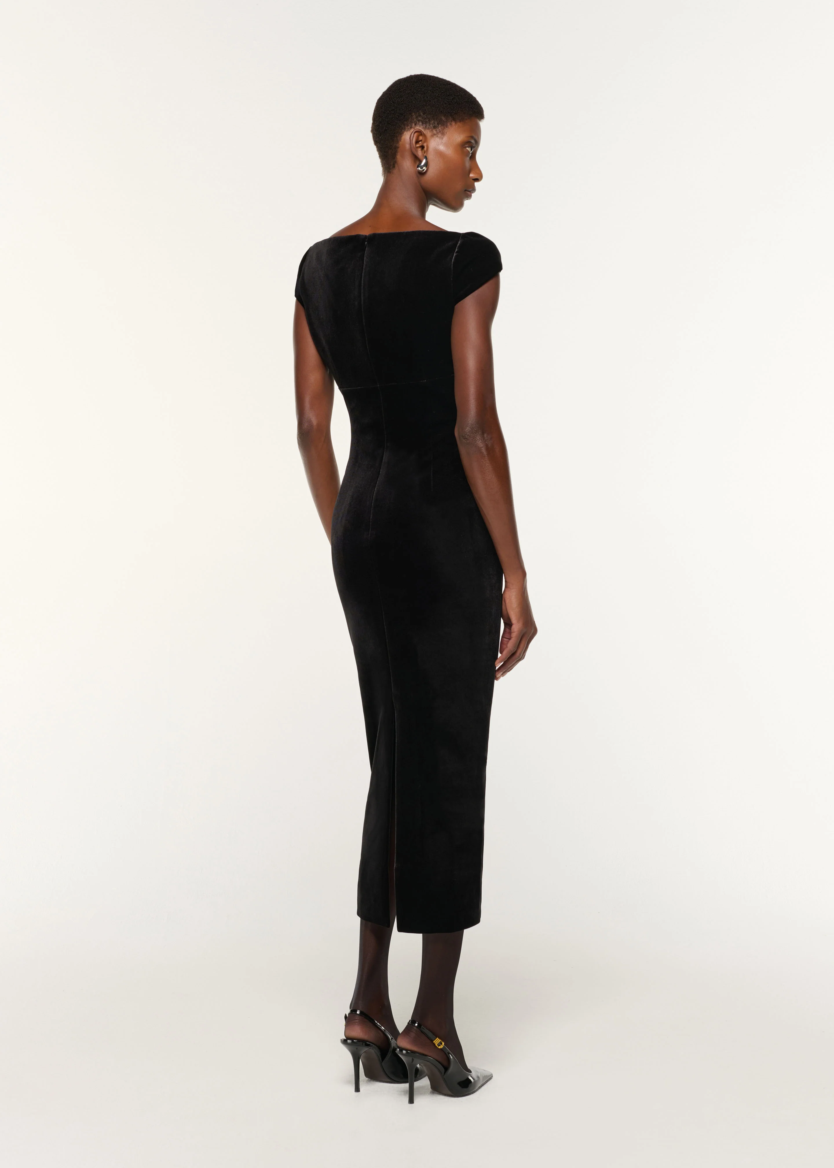 Lace Insert Scuba Velvet Dress - Image 3