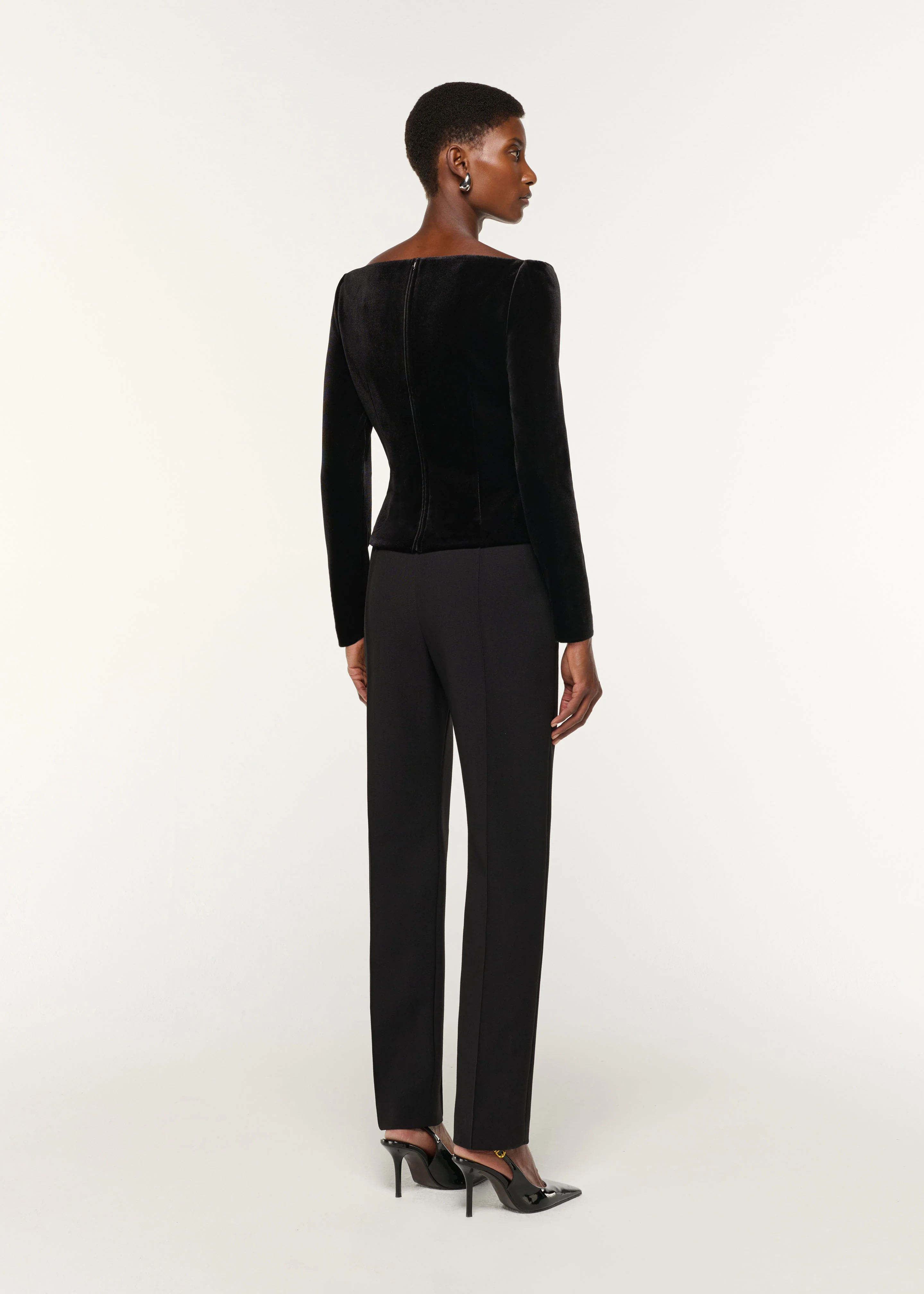Lace Insert Scuba Velvet Top - Image 3