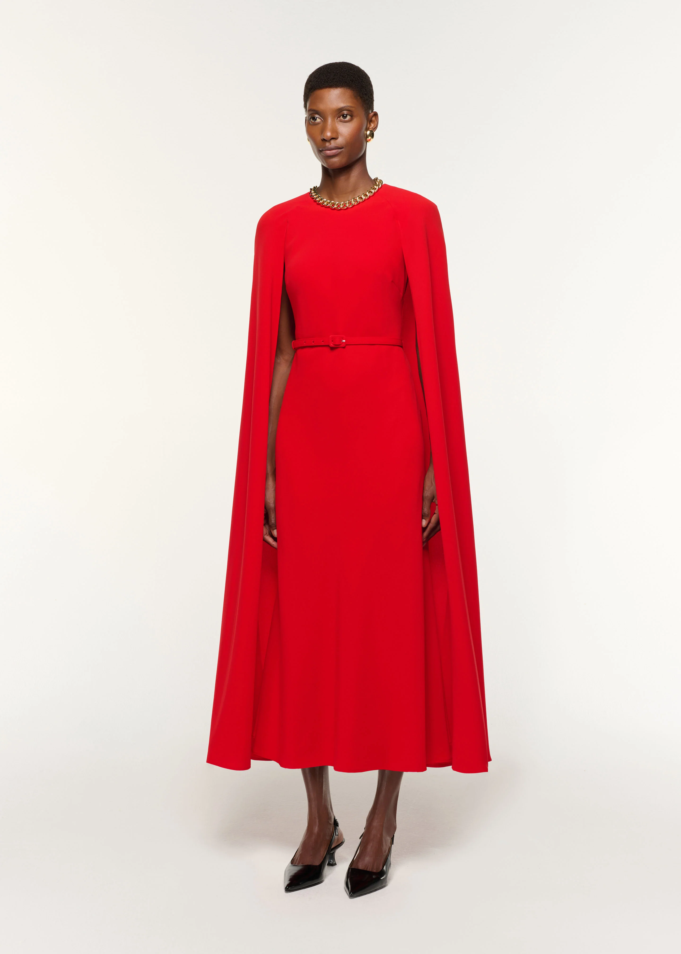 Light Cady Belted Cape Dress - Image 2