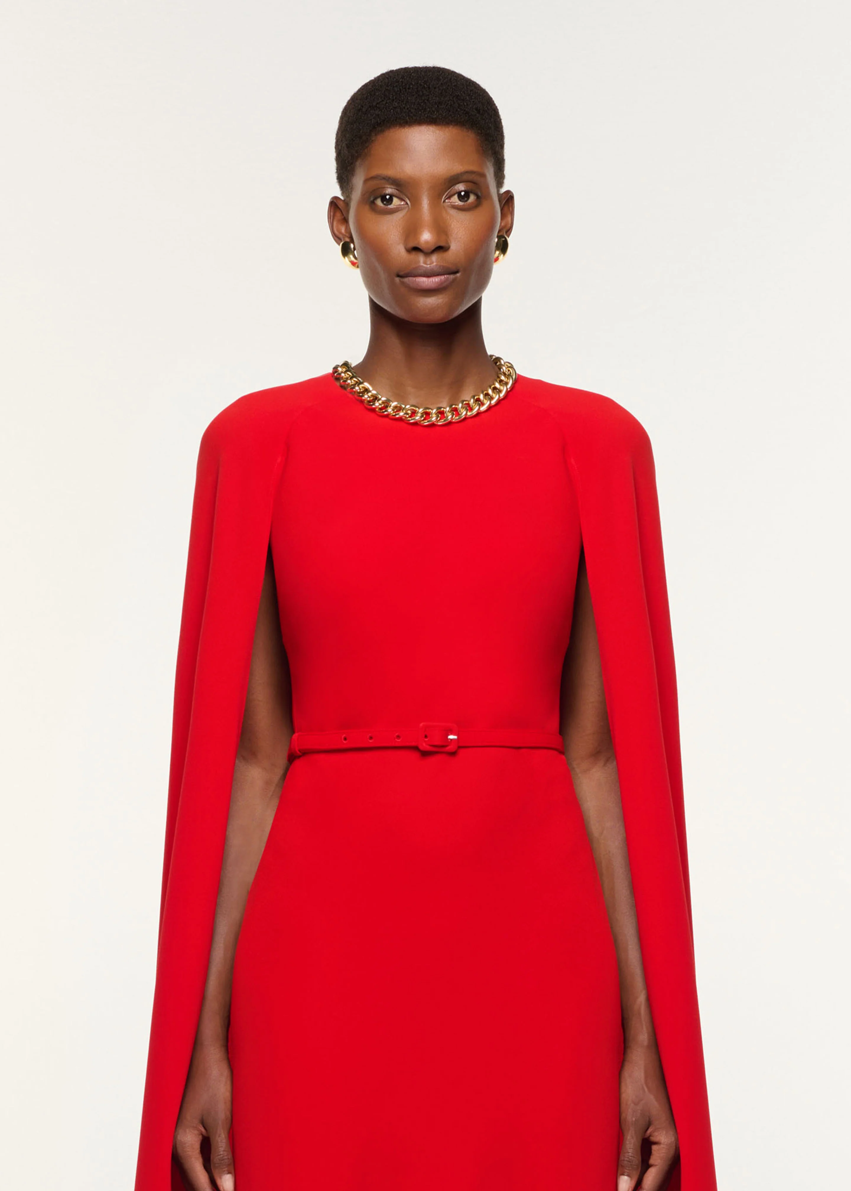 Light Cady Belted Cape Dress - Image 4
