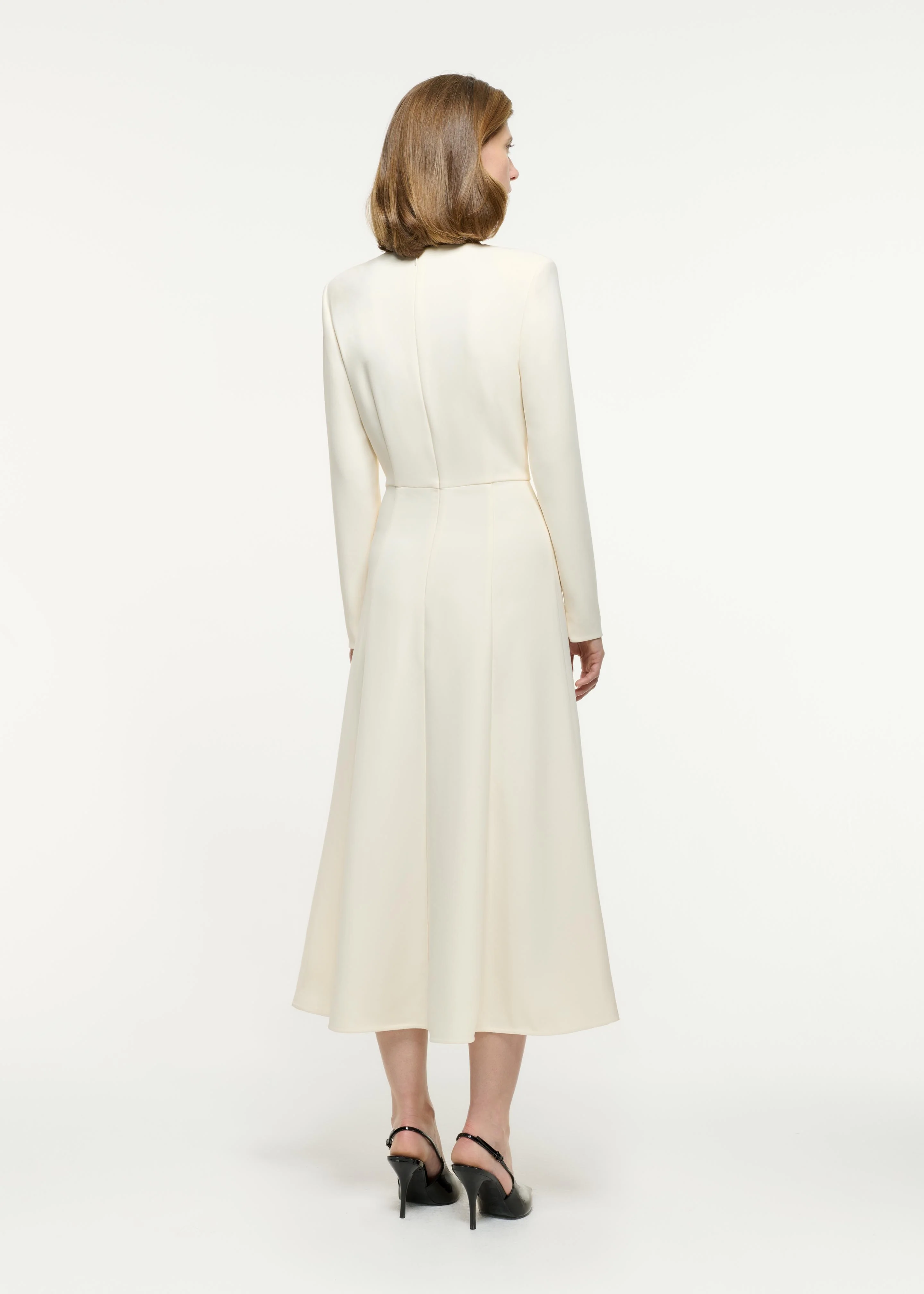 Long Sleeve Buckle Heavy cady Midi Dress - Image 3