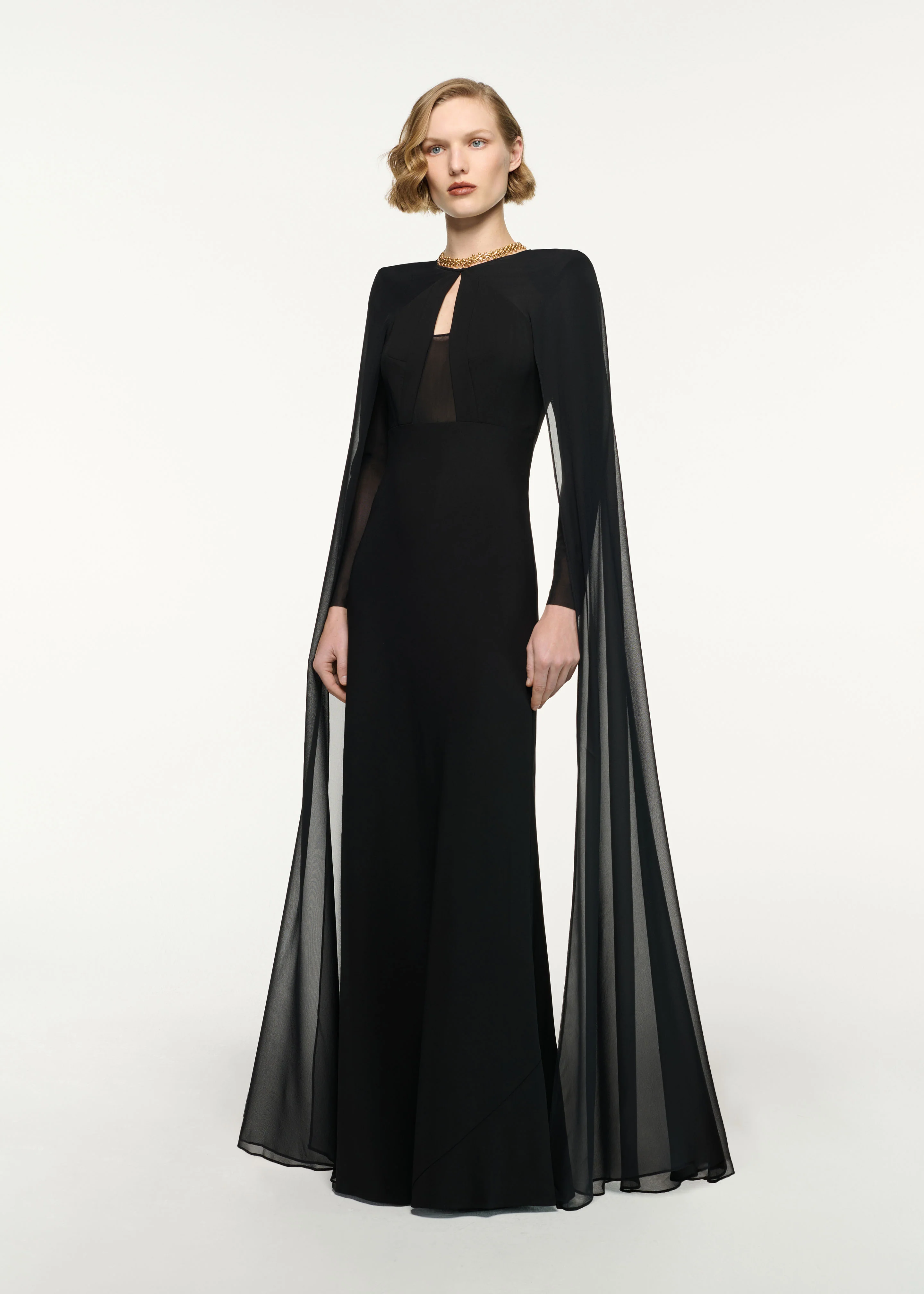 Long Sleeve Cape Gown - Image 2