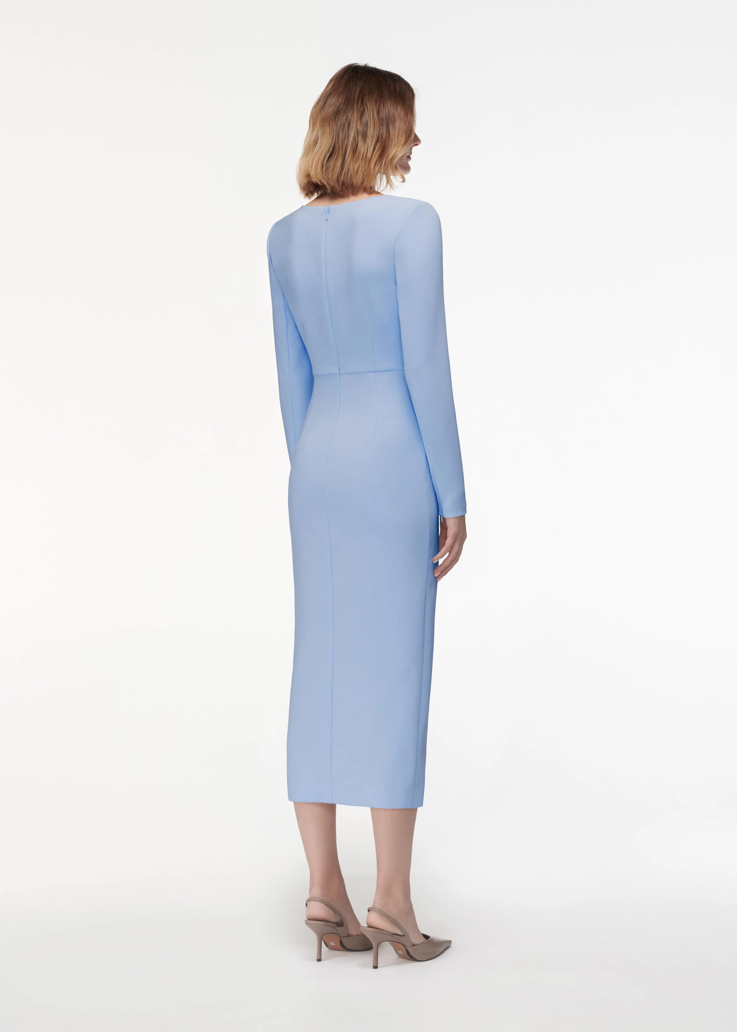 Long Sleeve Crepe Midi Dress - Image 3