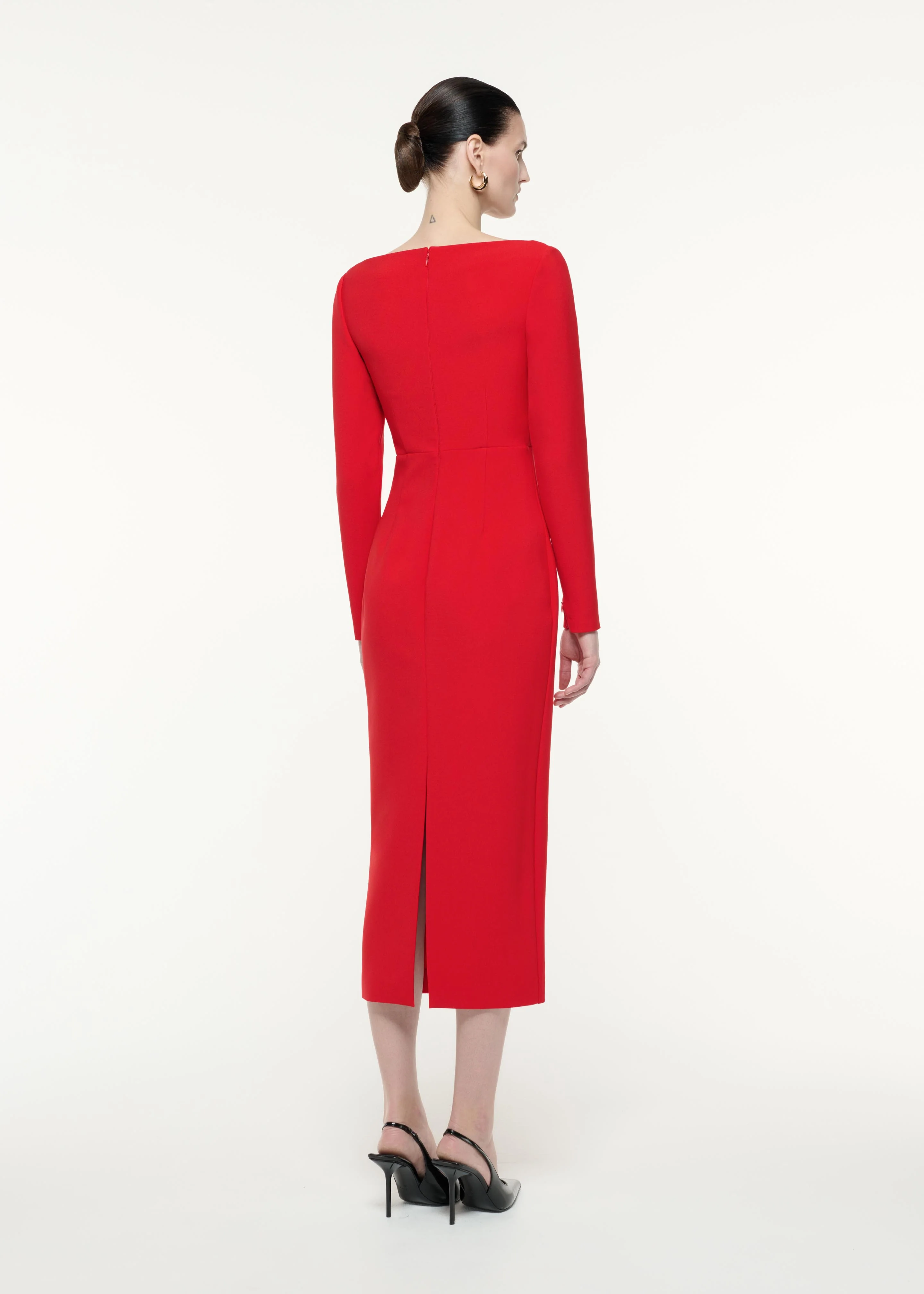 Long Sleeve Crepe Midi Dress - Image 3