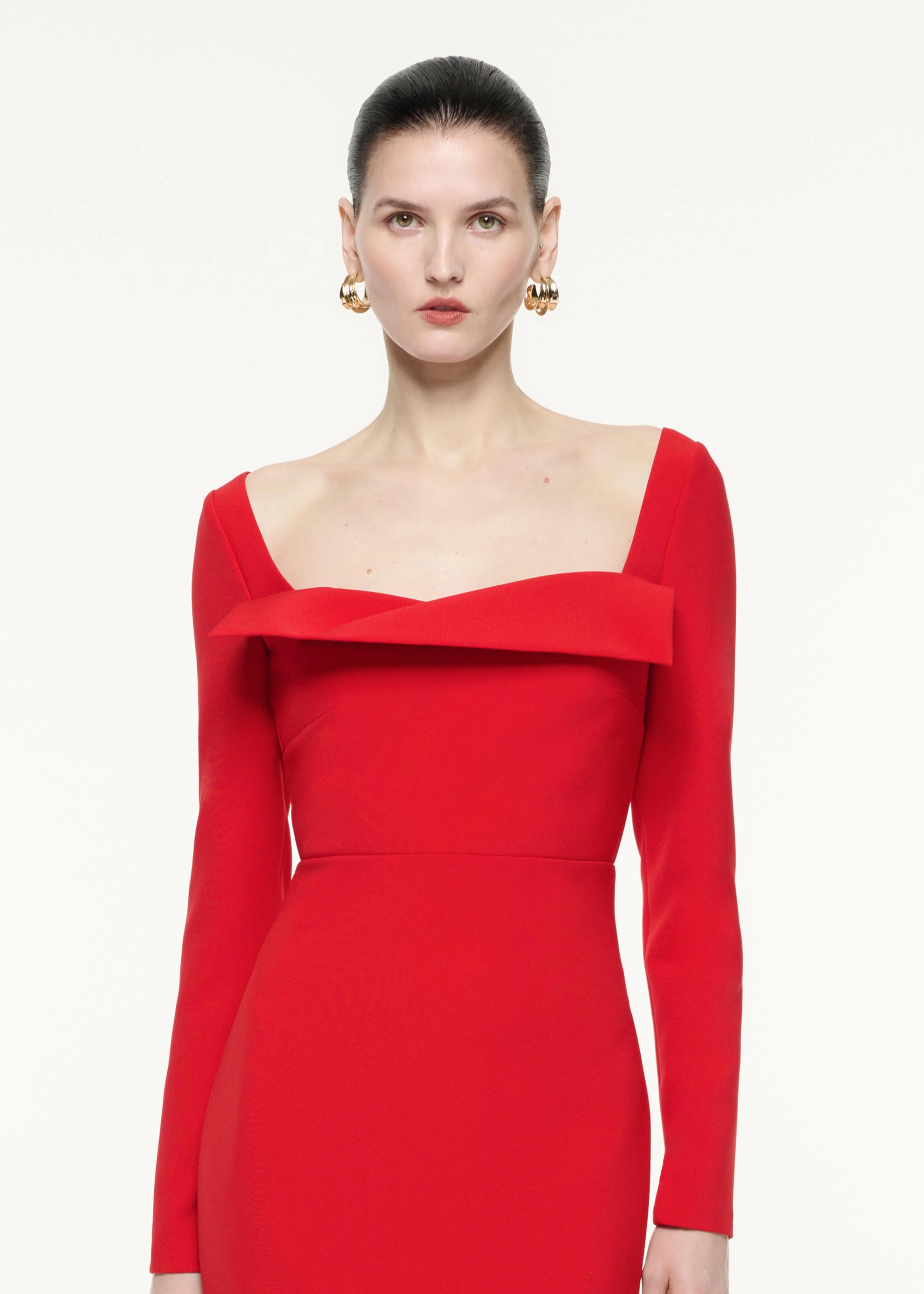 Long Sleeve Crepe Midi Dress - Image 4