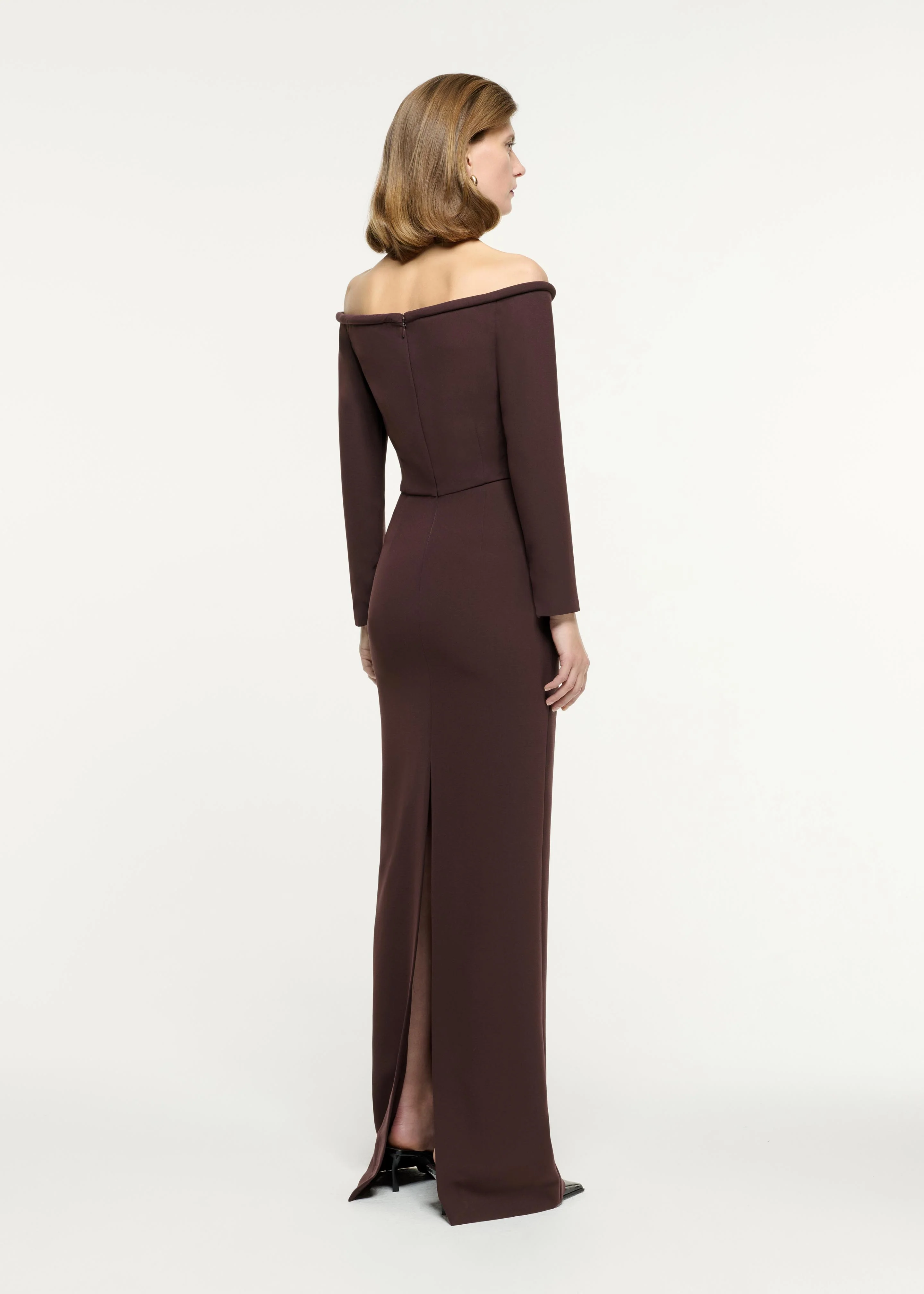 Long Sleeve Embellished Heavy Cady Gown - Image 3