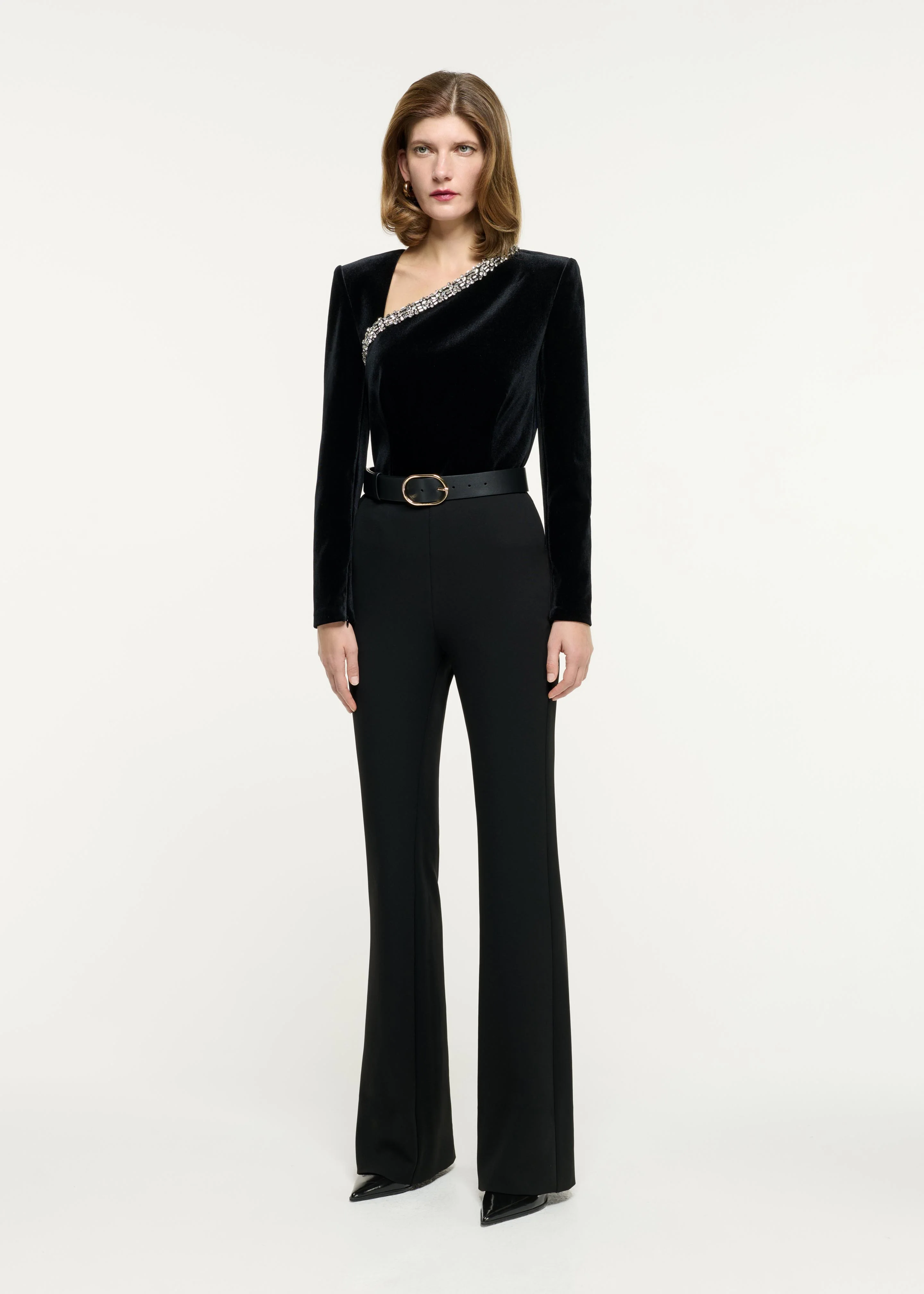 Long Sleeve Embellished Velvet Top - Image 2