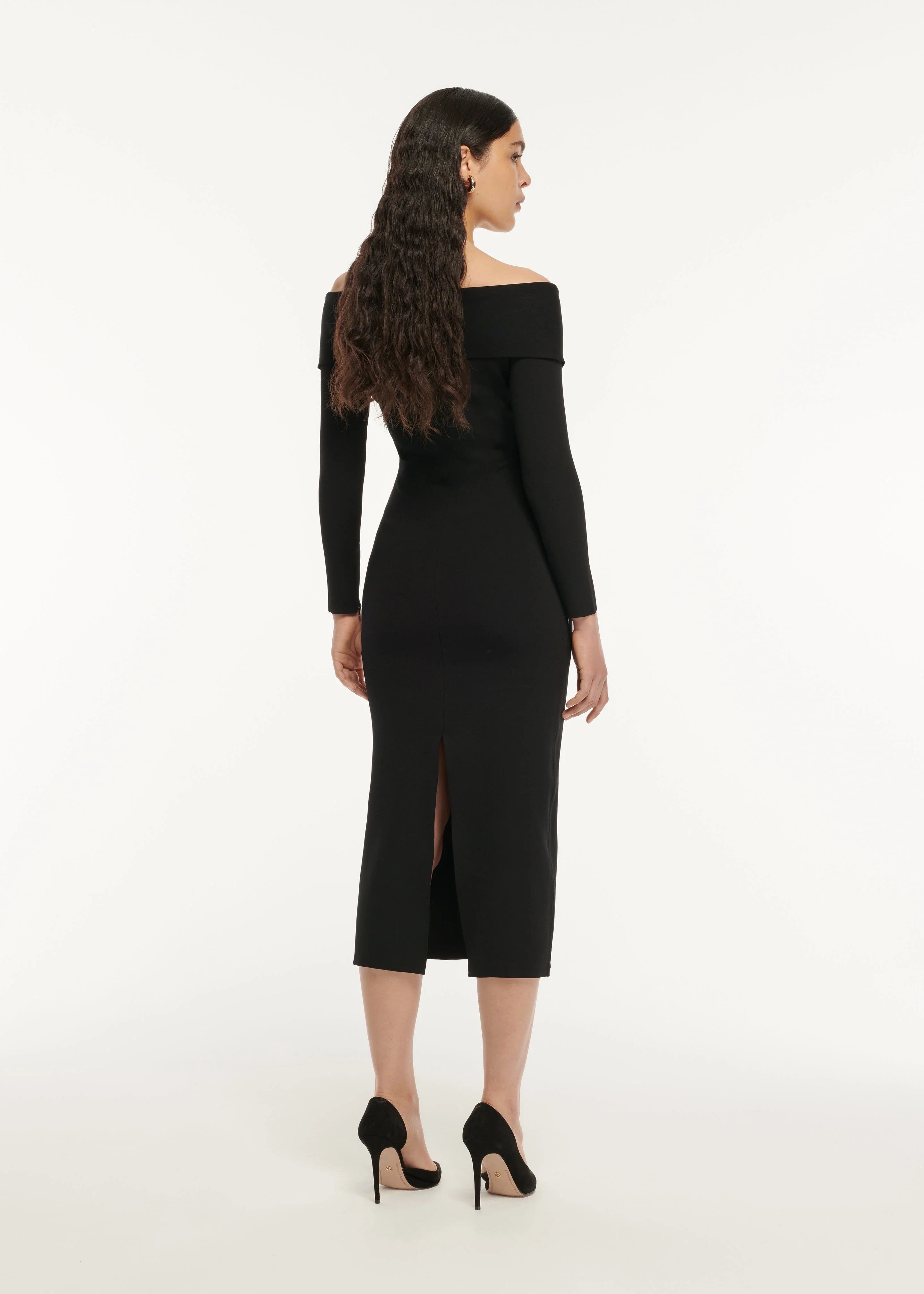 Long Sleeve Flat Knit Midi Dress - Image 3