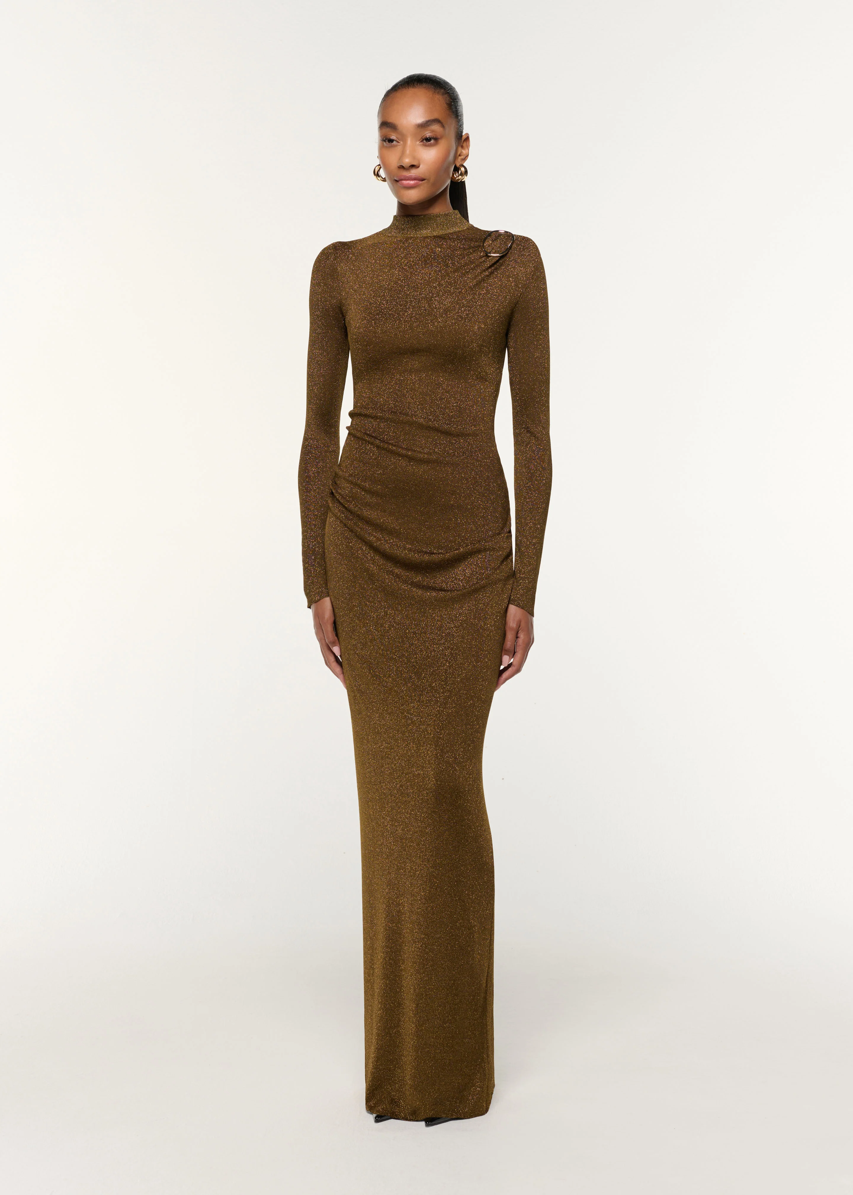 Lurex Knit Drape & Metal Trim Dress - Image 2