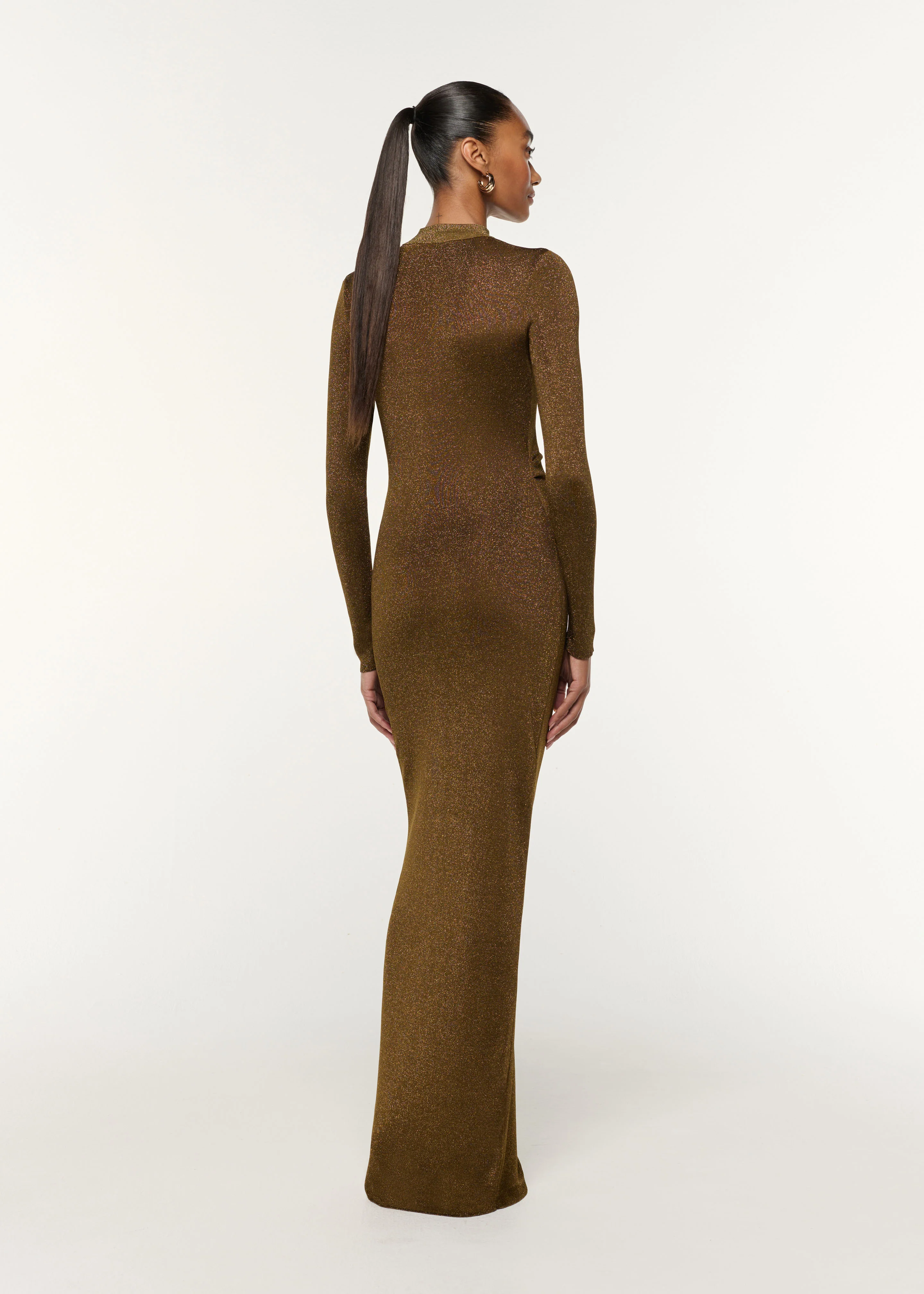 Lurex Knit Drape & Metal Trim Dress - Image 3