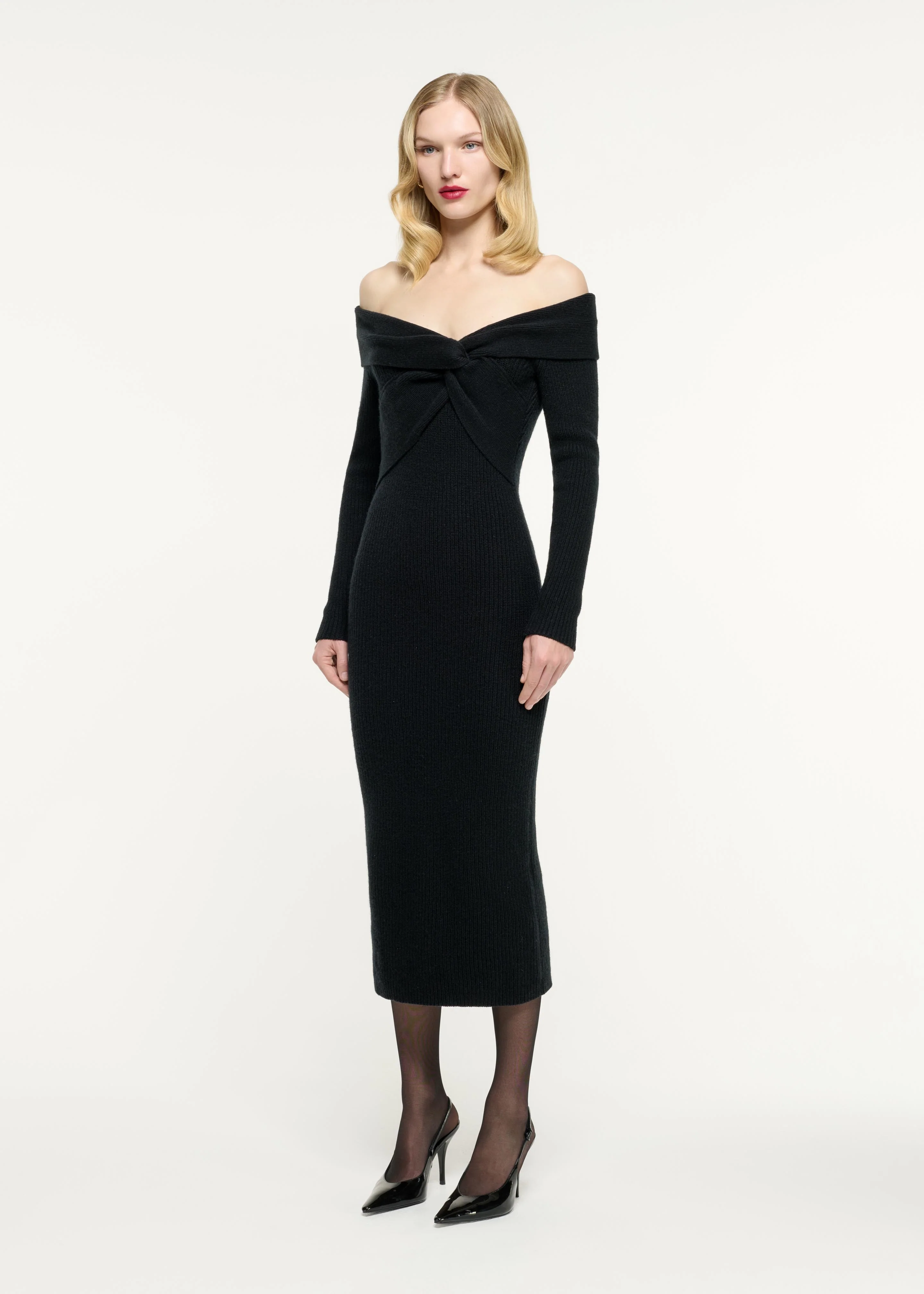 Off Shoulder Cashmere Midi Dress - Image 2