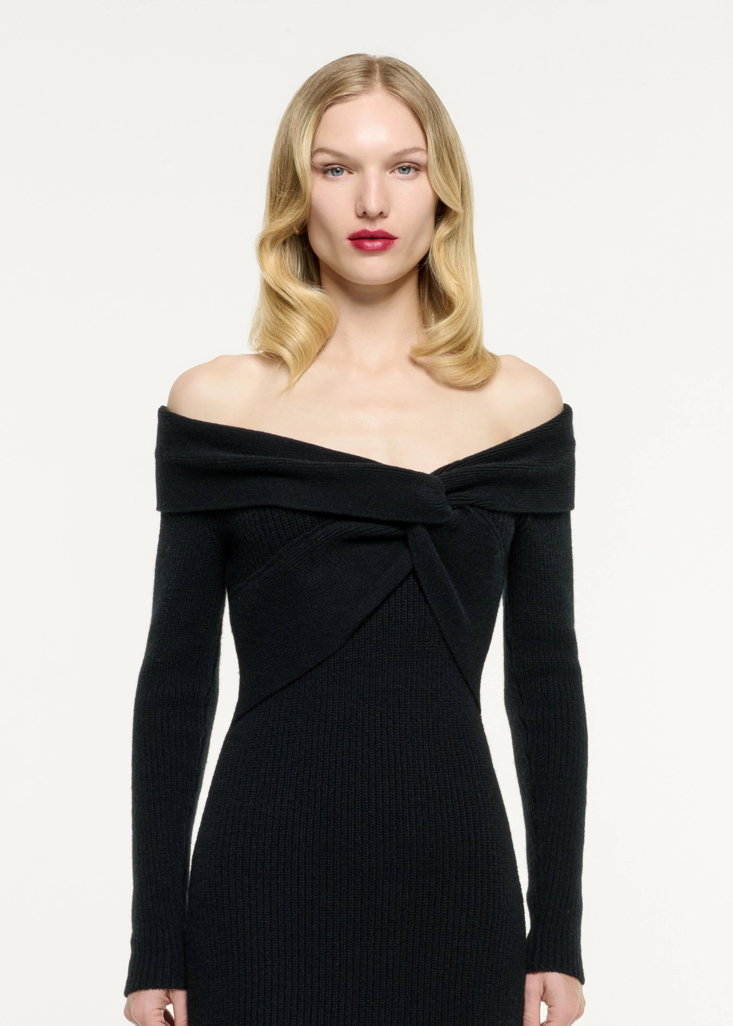 Off Shoulder Cashmere Midi Dress - Image 4