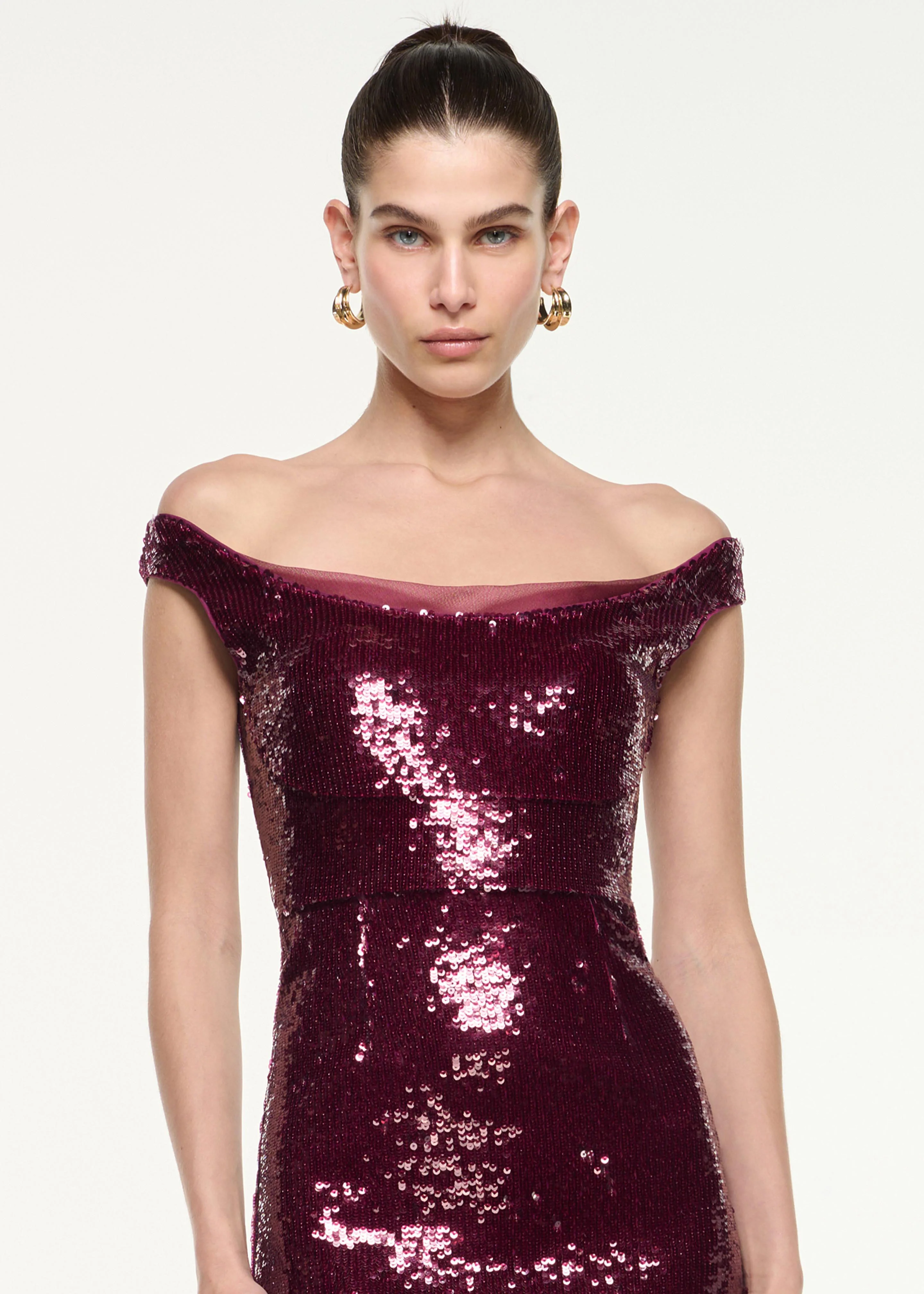 Off Shoulder Sequin Midi Dress - Image 4