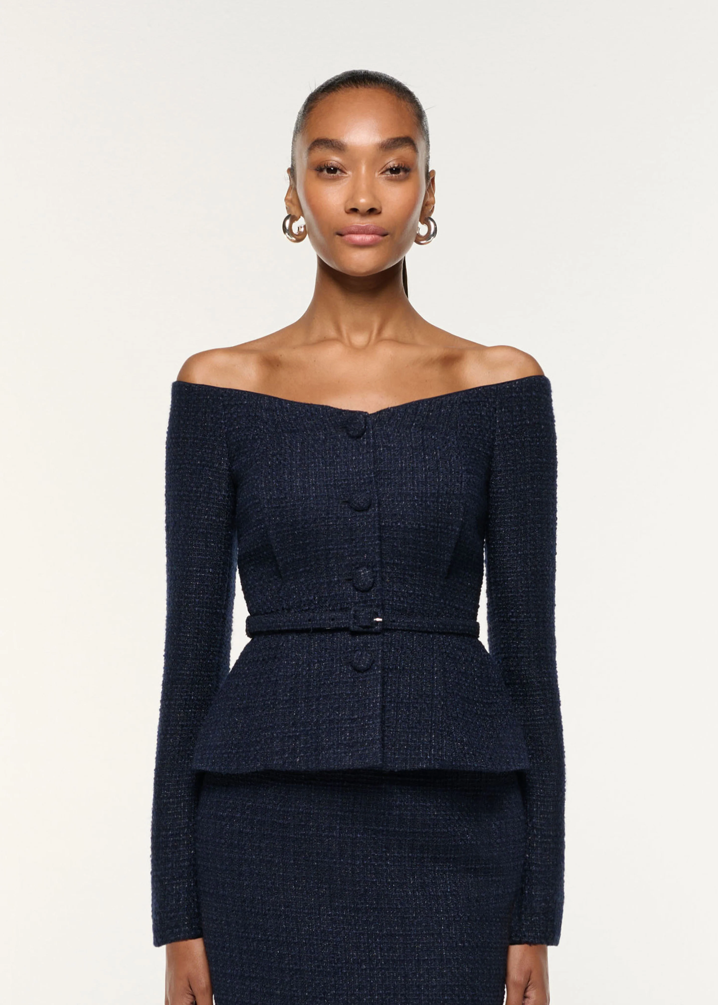 Off The Shoulder Boucle Top - Image 4